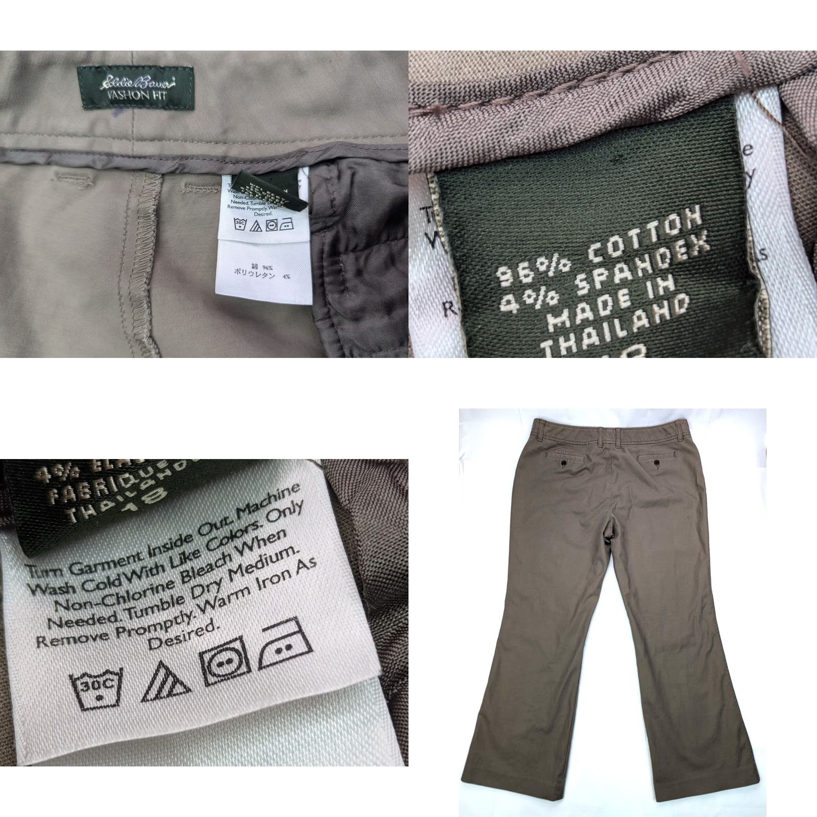 Eddie Bauer Eddie Bauer Vashon Fit Women 18 Khakis Pants Flat Front Stretch 38x30 Brown Twill Regular Pattern Solid Front Zip Pockets Button Logo Size 40" / US 18 - 8 Thumbnail