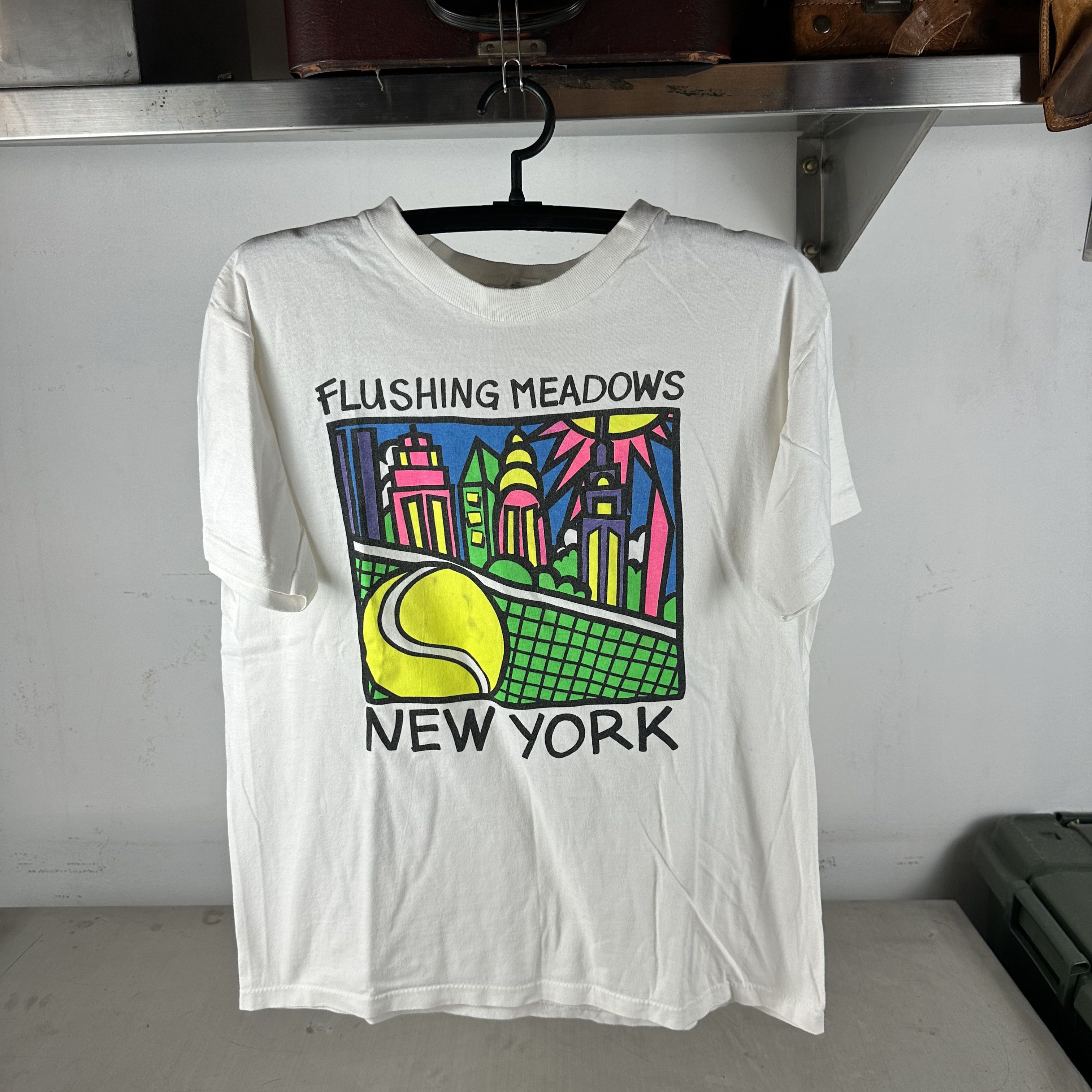 Vintage ​​​​90s New York Flushing Meadows US Open Tennis T-shirt Size US L / EU 52-54 / 3 - 1 Thumbnail