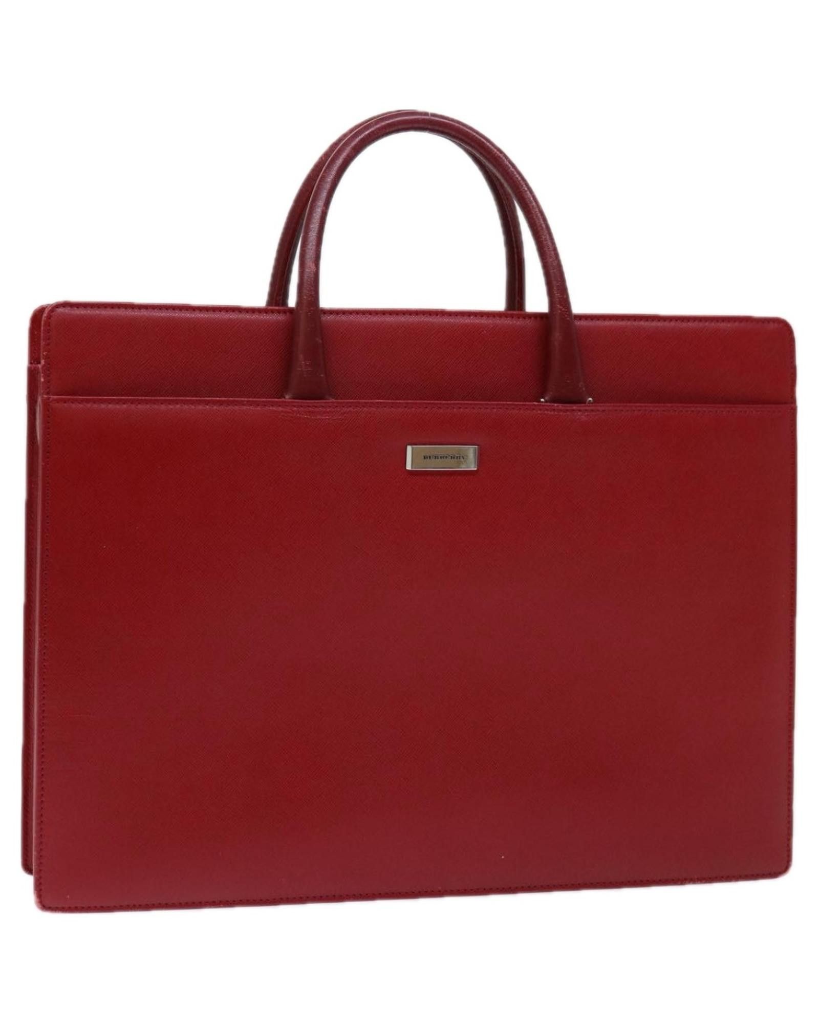 image of Burberry Red Leather Shoulder Bag With Practical Elegance, Women's