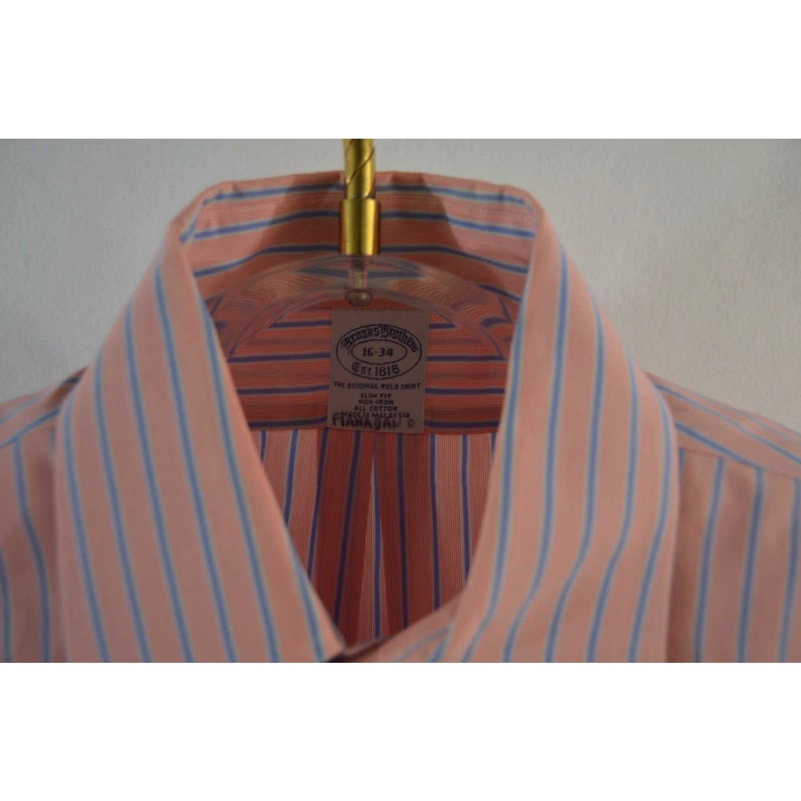 Brooks Brothers Brooks Brothers Men's L/S Shirt Pink Stripe Size 16 Collared Button-Up 34 Size US L / EU 52-54 / 3 - 4 Thumbnail