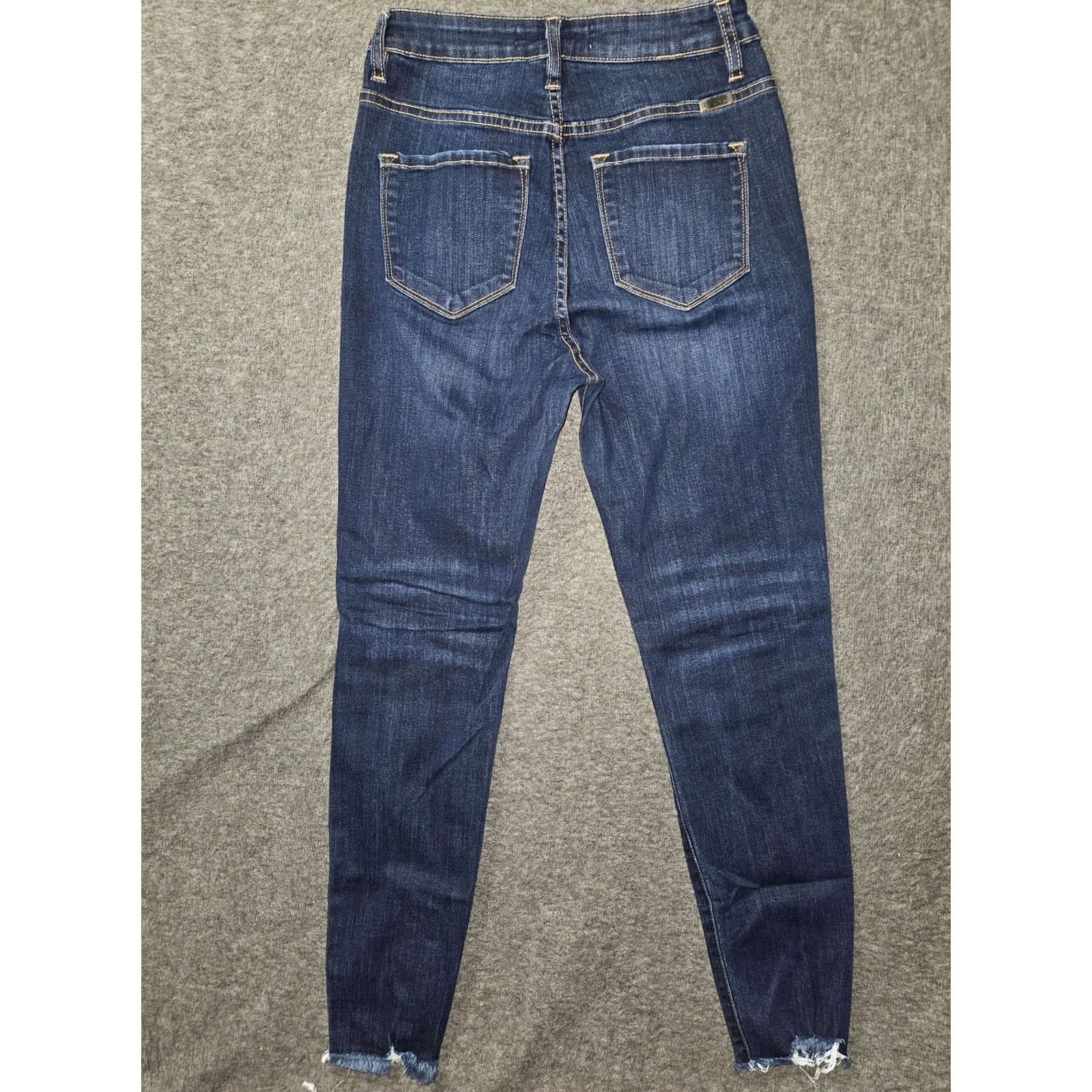 Vintage KanCan Jeans Womens 7/27 Blue High Rise Skinny Distressed Button Fly Raw Hem Size 28" / US 6 / IT 42 - 8 Thumbnail