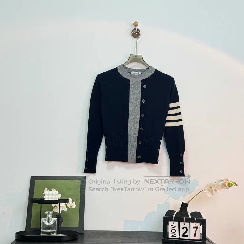 Thom Browne Thom Browne Mock cardigan four-striped cashmere sweater Size US XXS / EU 40 - 1 Thumbnail