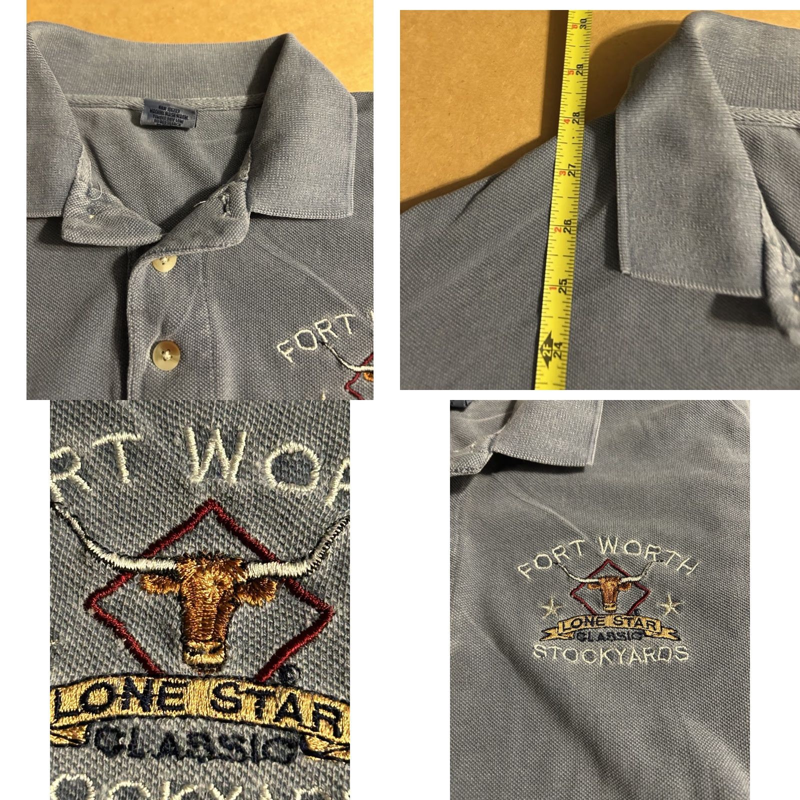 Vintage VINTAGE Fort Worth Stockyards Lone Star Classic Polo Shirt Men Medium Gray Embroider Size US M / EU 48-50 / 2 - 10 Thumbnail