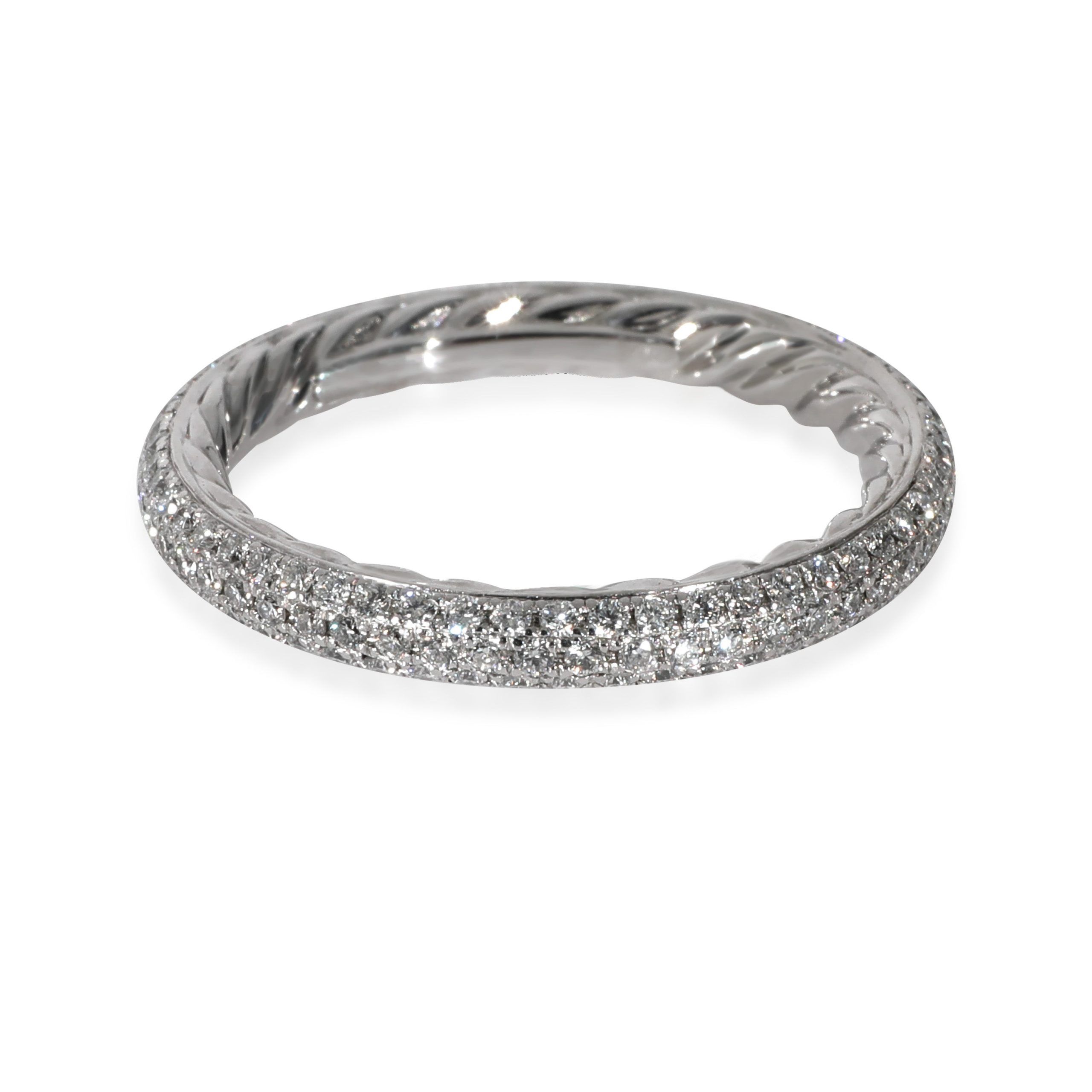 image of David Yurman Eden Pave Diamond Band In Platinum 0.58 Ctw in Silver, Women's