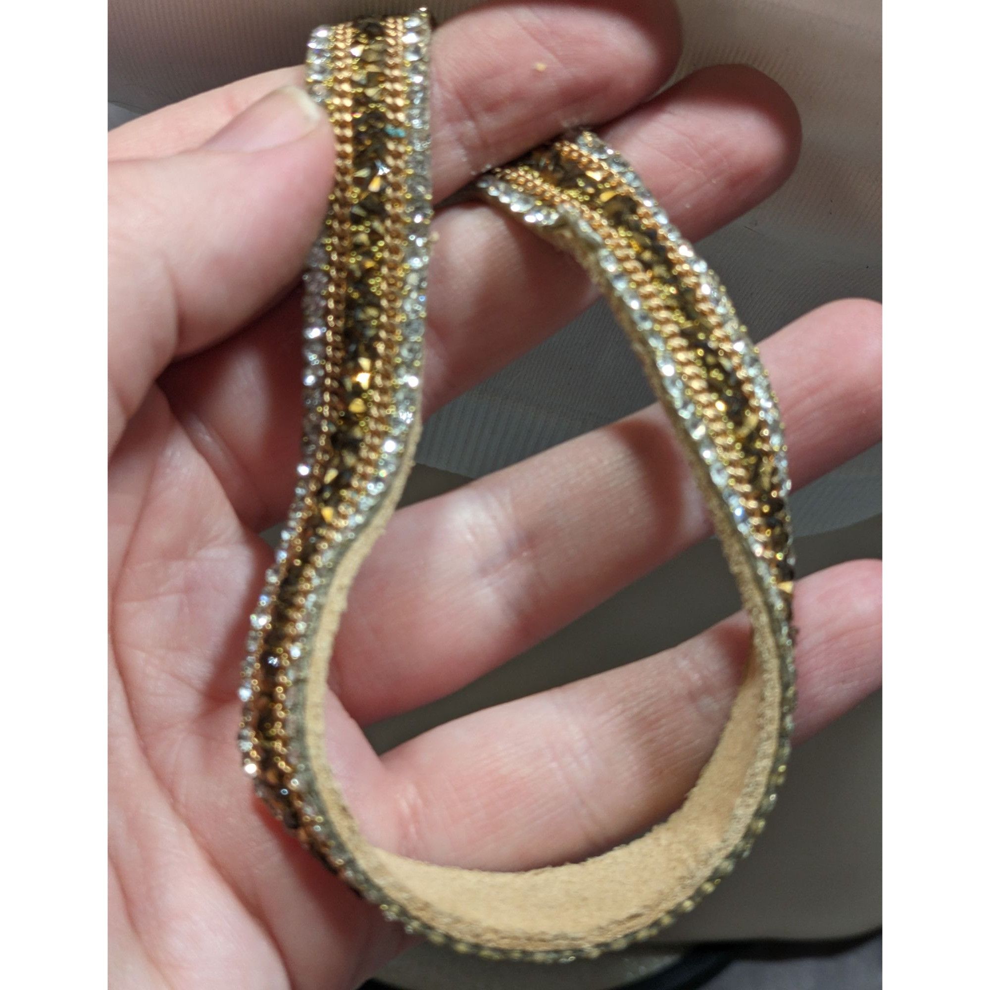 Other Vintage Boho Glam Rhinestone Beaded Suede Choker Necklace Size ONE SIZE - 4 Thumbnail