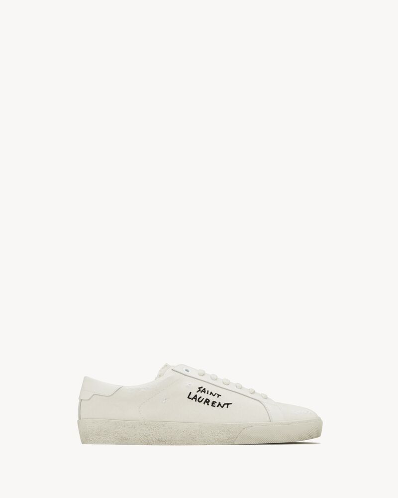 Saint Laurent Paris o1b1hav111125 Court Classic sl/06 Embroidered Sneakers Cream Size US 12 / EU 45 - 1 Thumbnail
