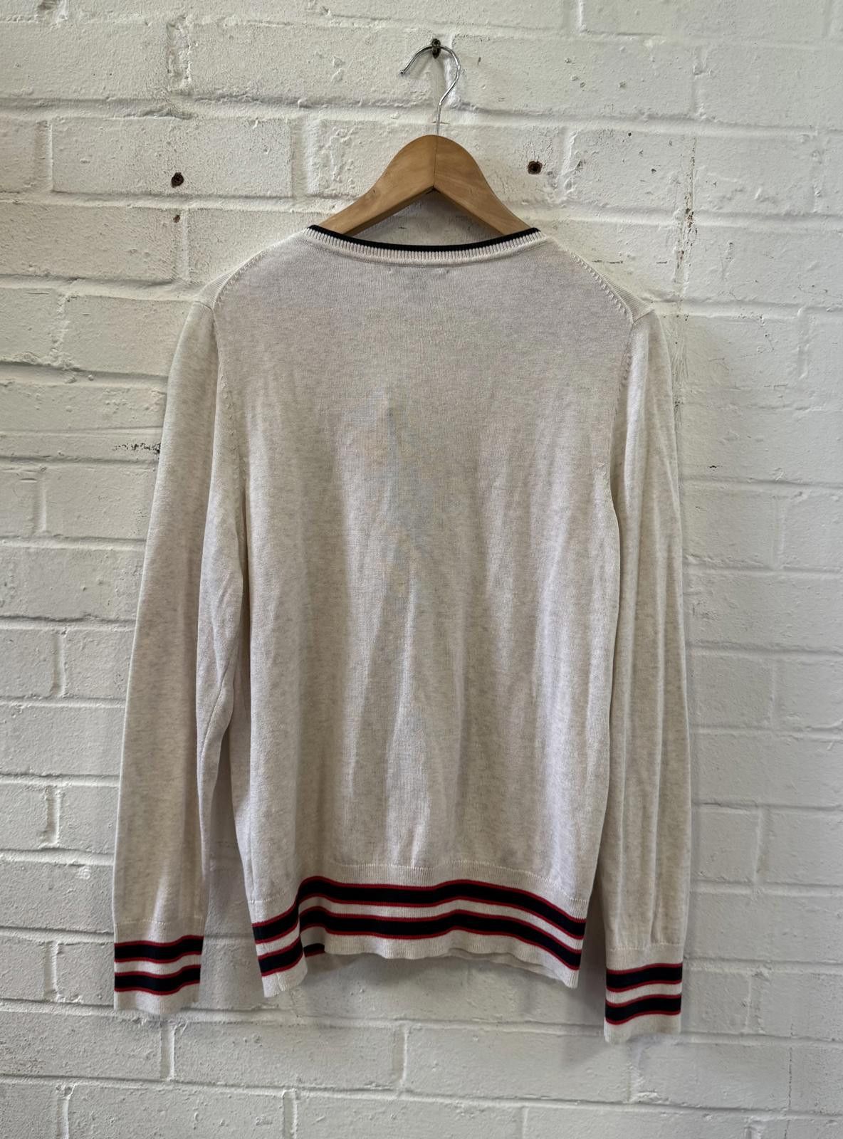 Tommy Hilfiger Vintage Tommy Hilfiger Cardigan with Striped Cuffs Size L / US 10 / IT 46 - 3 Thumbnail