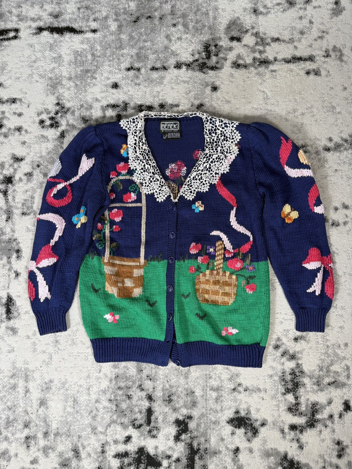 Vintage Vintage 1988 Berek Hand Knitted Pima Cotton Garden Sweater Size L / US 10 / IT 46 - 3 Thumbnail