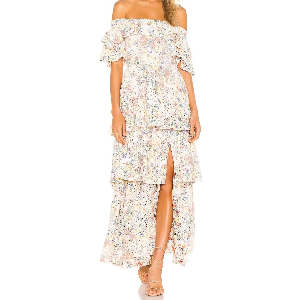 Kendall + Kylie Anglaise Maxi Ruffle Dress Size 8/10