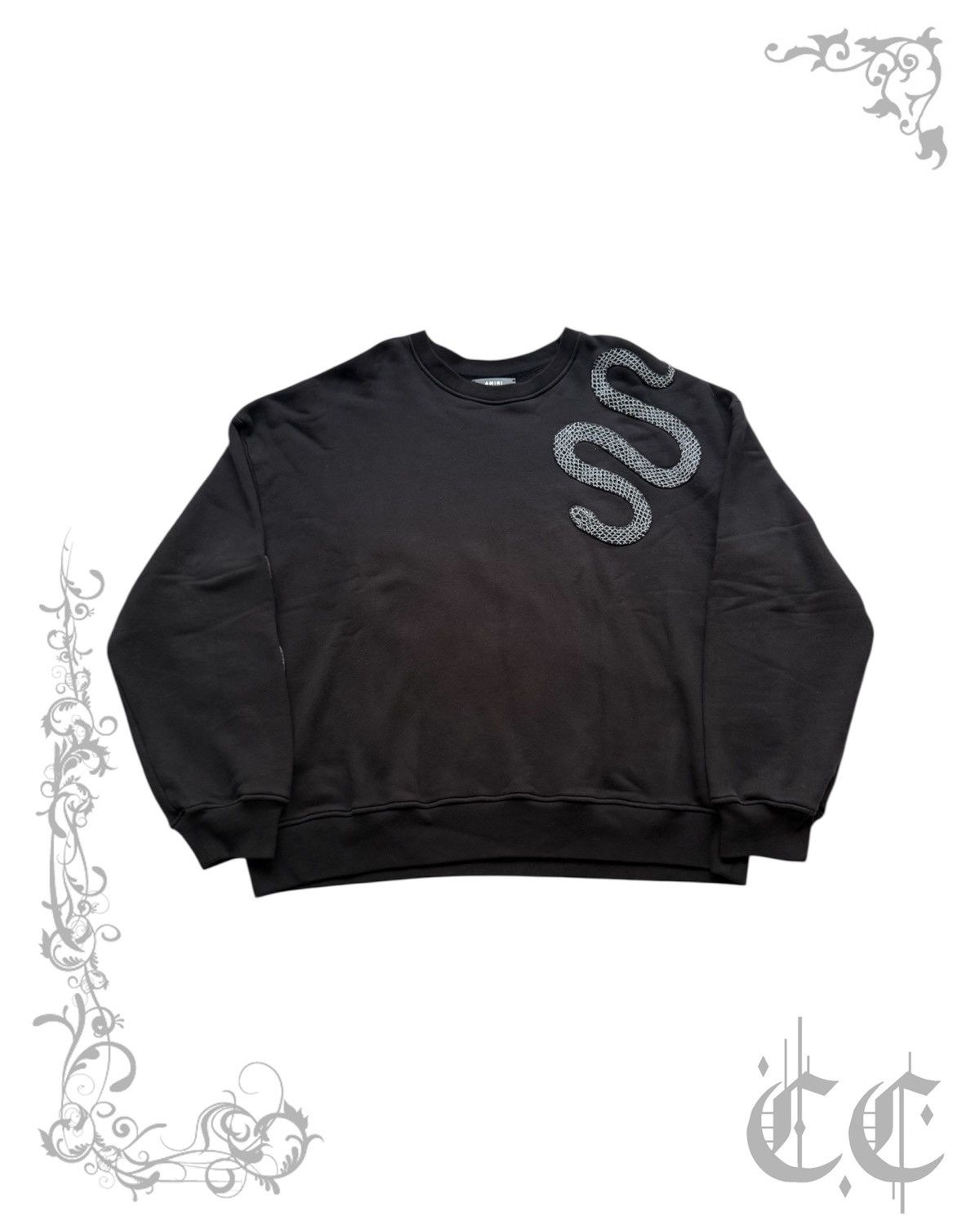 Oversized Cardigan Amiri Black Glitter Snake Sweatshirt Best Amiri 