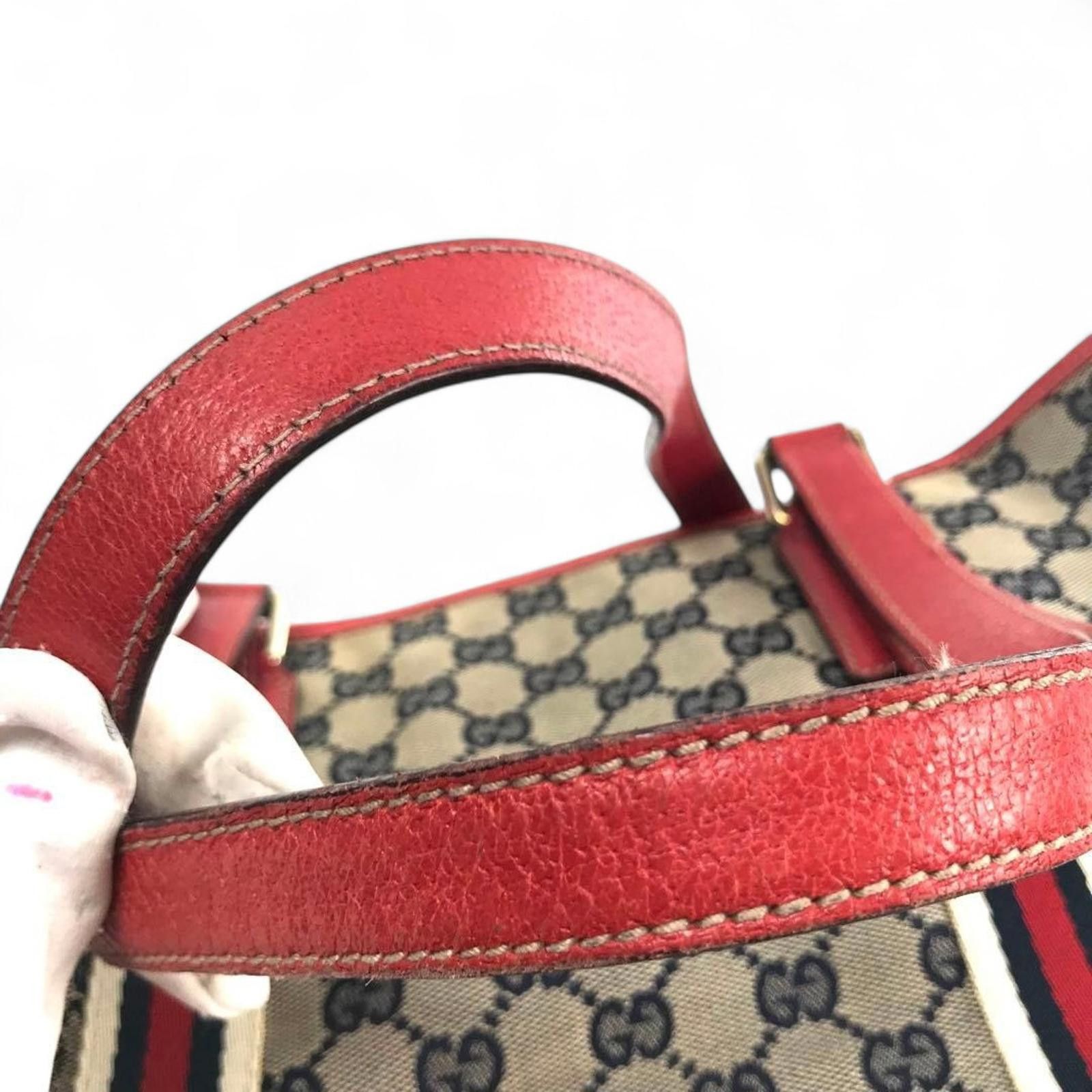 Gucci - Supreme Canvas Tote Bag Red Leather Trim