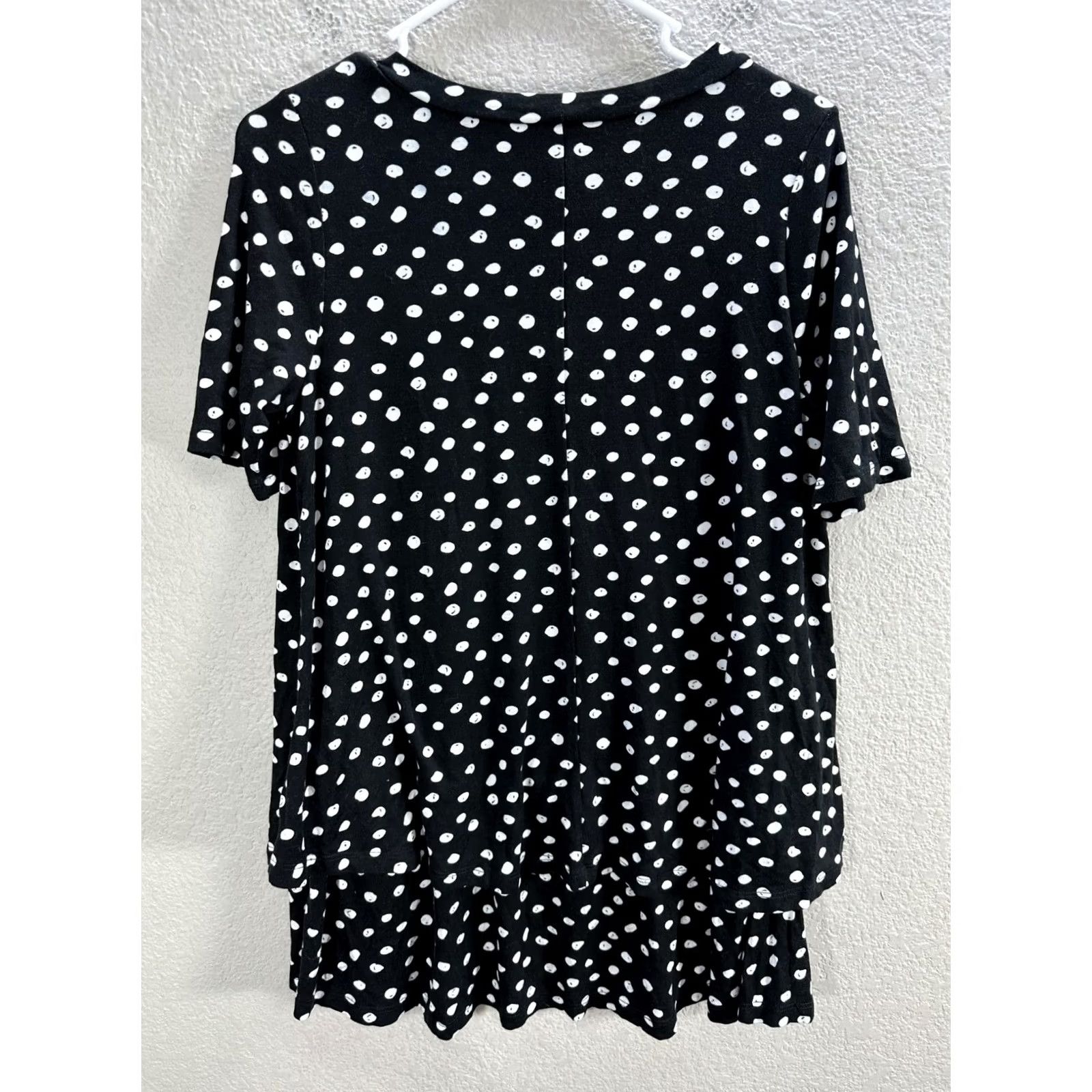 Vintage Agnes & Dora Women's Dress Polka Dot Short Sleeve Layered Mini Sz S Black White Dress Size 28" / US 6 / IT 42 - 6 Thumbnail