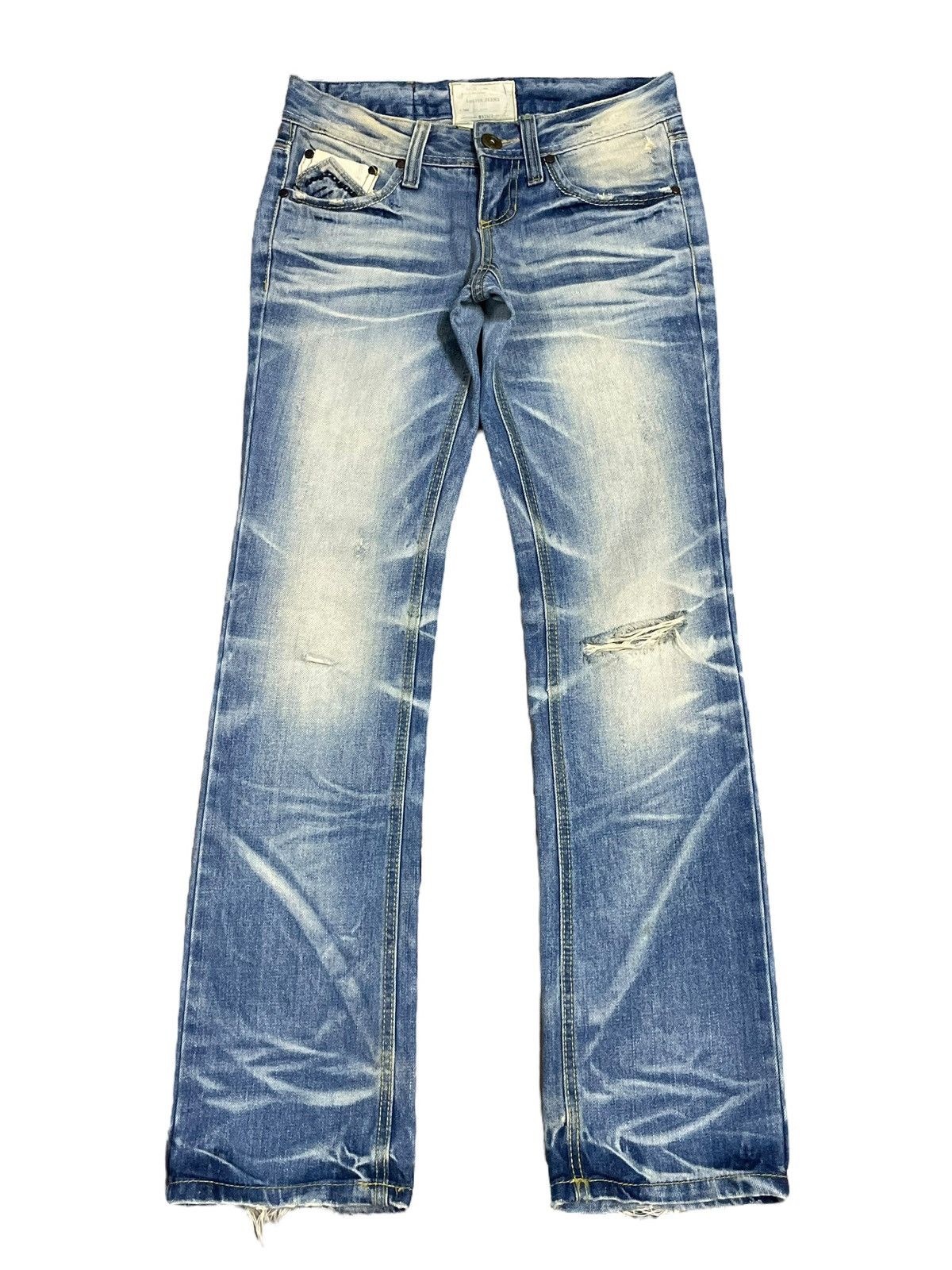 Japanese Brand Vintage Japanese Crazy Yellowish Whiskers Fade Wash Jeans Size 30" / US 8 / IT 44 - 1 Thumbnail