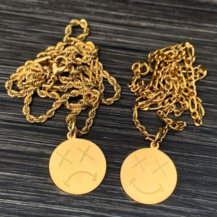 Cuban Link Chain Gold Bipolar Pendant Cuban Chain Rope Chain Figaro