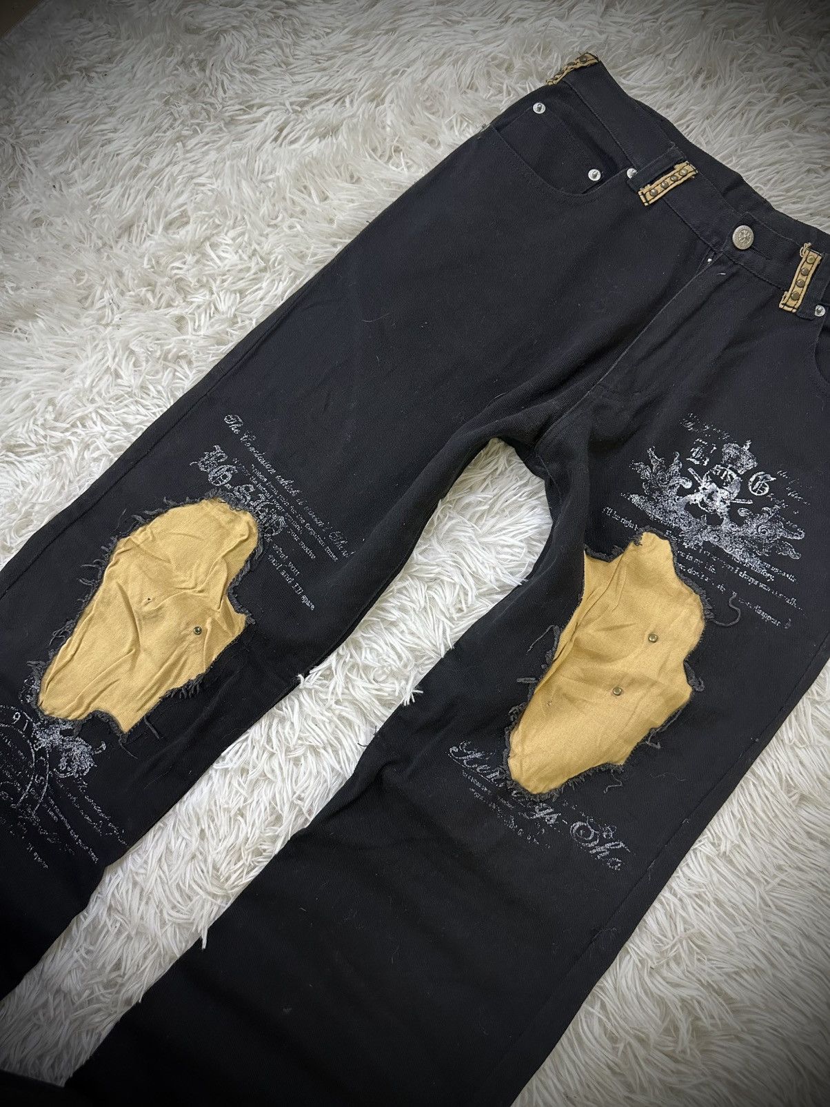 If Six Was Nine rare 2000s i6w9 BERNING SHO flare studded punk jeans Size US 30 / EU 46 - 4 Thumbnail