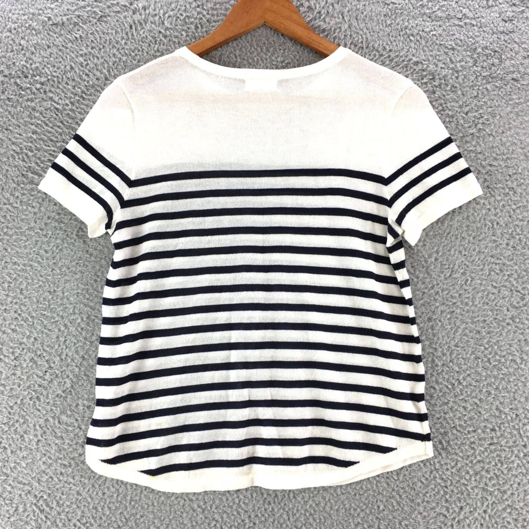Vintage Thread And Supply Basic Blouse Tee Womens Small Black & White Round Neck Striped Shirt Short Sleeve Womens Small Black White Round Neck Striped Size S / US 4 / IT 40 - 7 Thumbnail