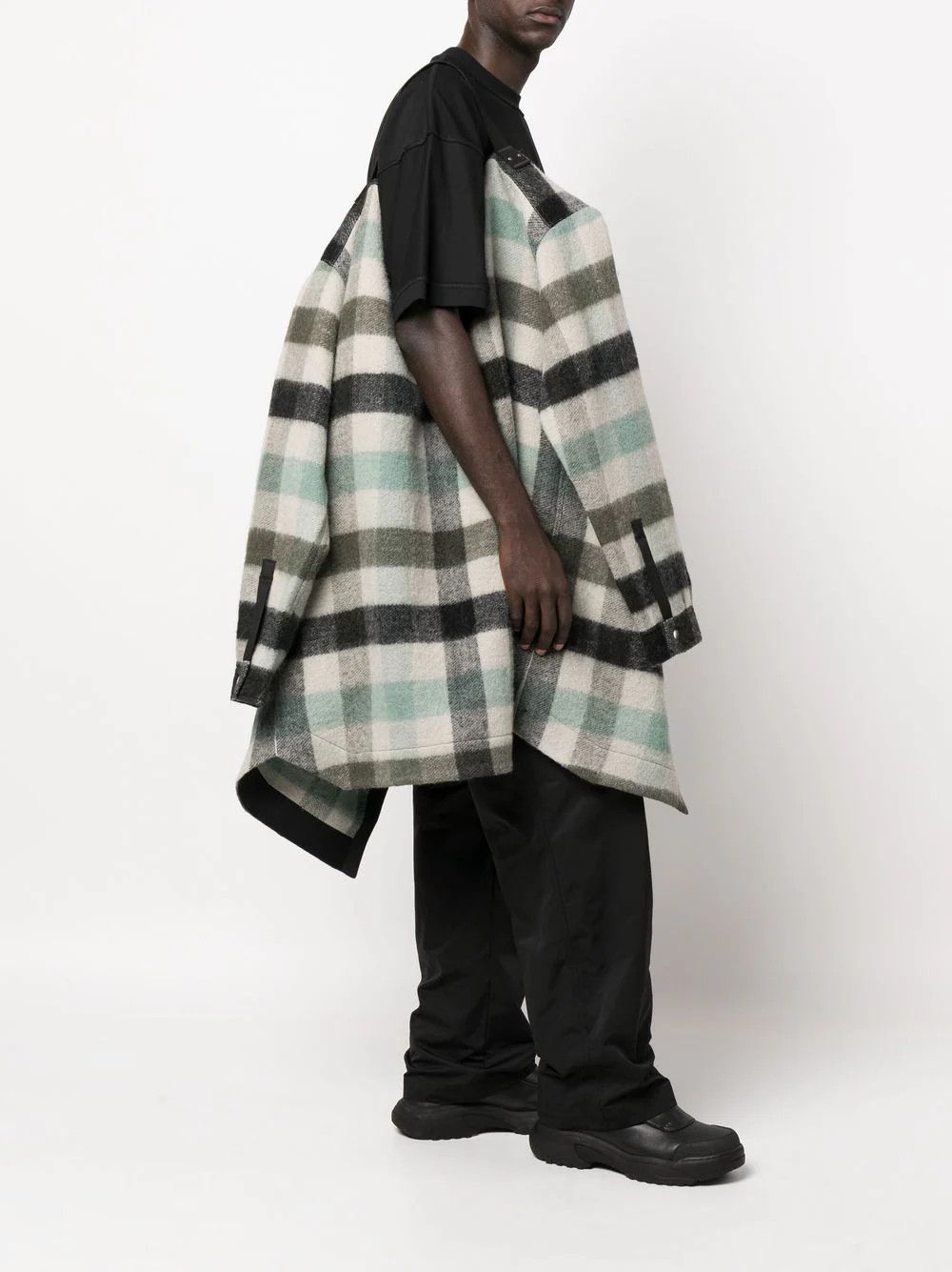image of Rick Owens Oversized Outershirt 08P Pearl Plaid, Men's (Size Medium)