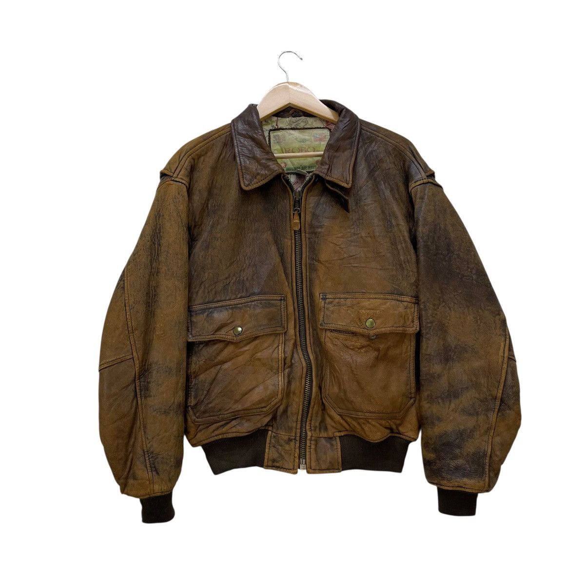 Avirex ?Vintage 80s Robo Leather Type A-2 Leather Flight Jacket 