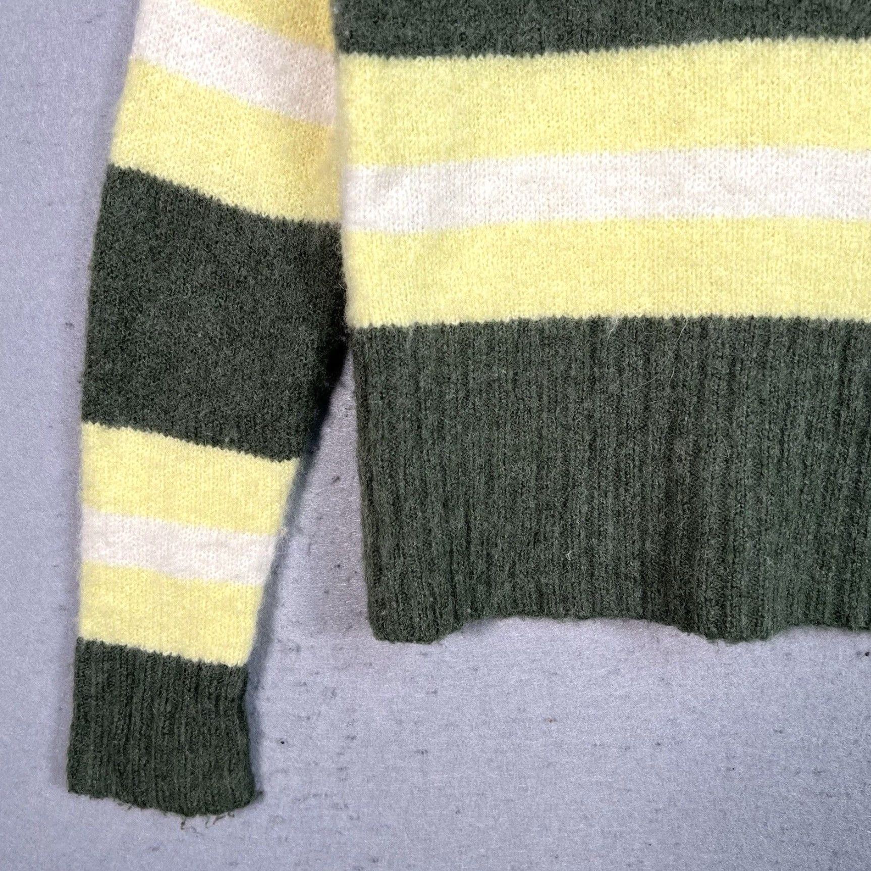Madewell Madewell Striped Knit Sweater Womens XXS Green Yellow Alpaca Wool Blend Size XXS / US 00 / IT 34 - 5 Thumbnail