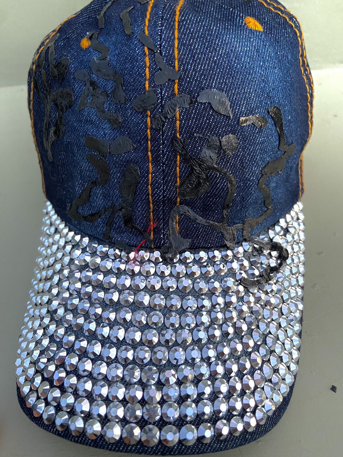If Six Was Nine 2000s zircon studded denim washed cap Size ONE SIZE - 3 Thumbnail