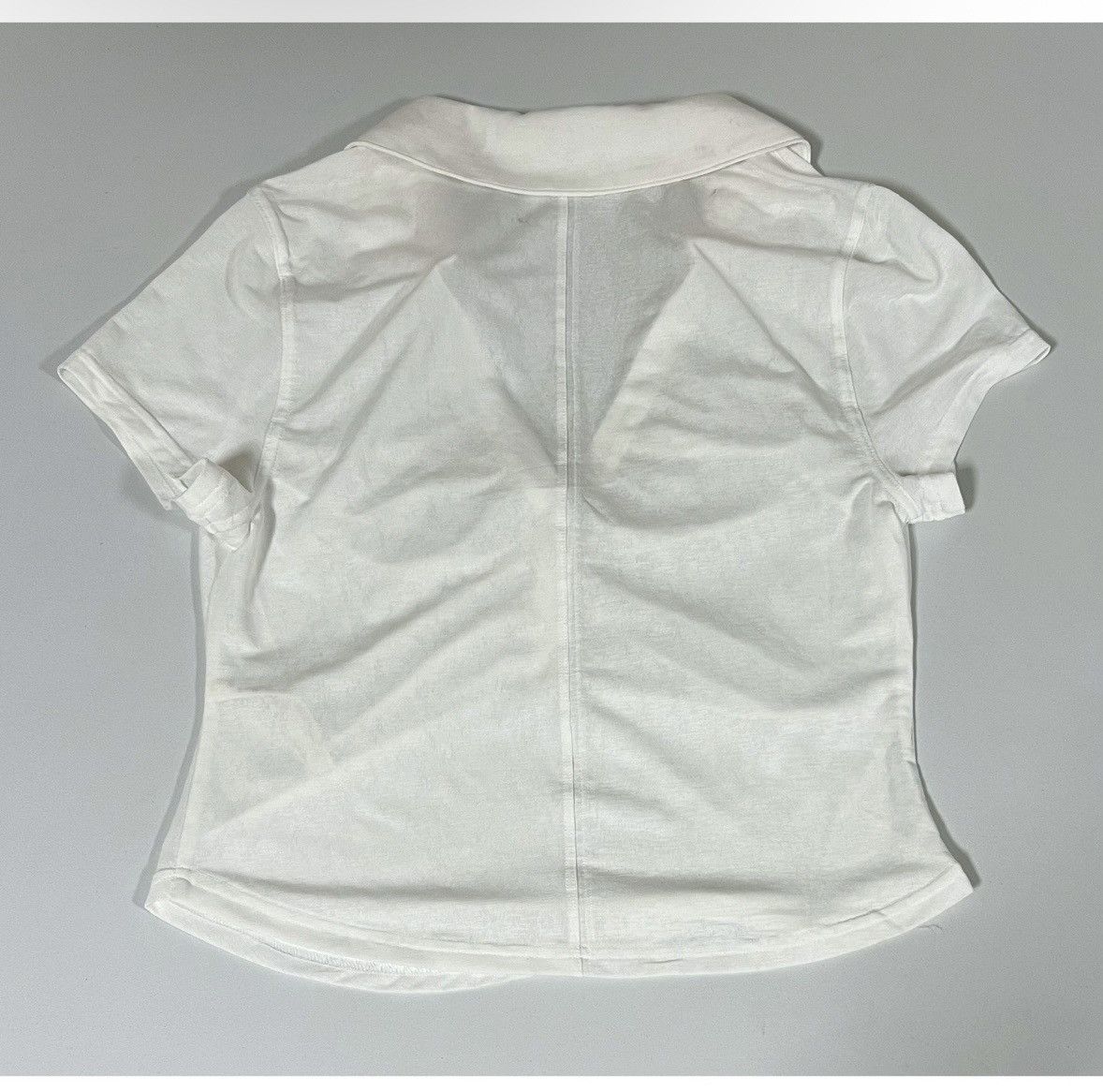 Vintage White Ruched Collared Polo Shirt Top Blouse Tee Size M 🤍 Size M / US 6-8 / IT 42-44 - 3 Thumbnail