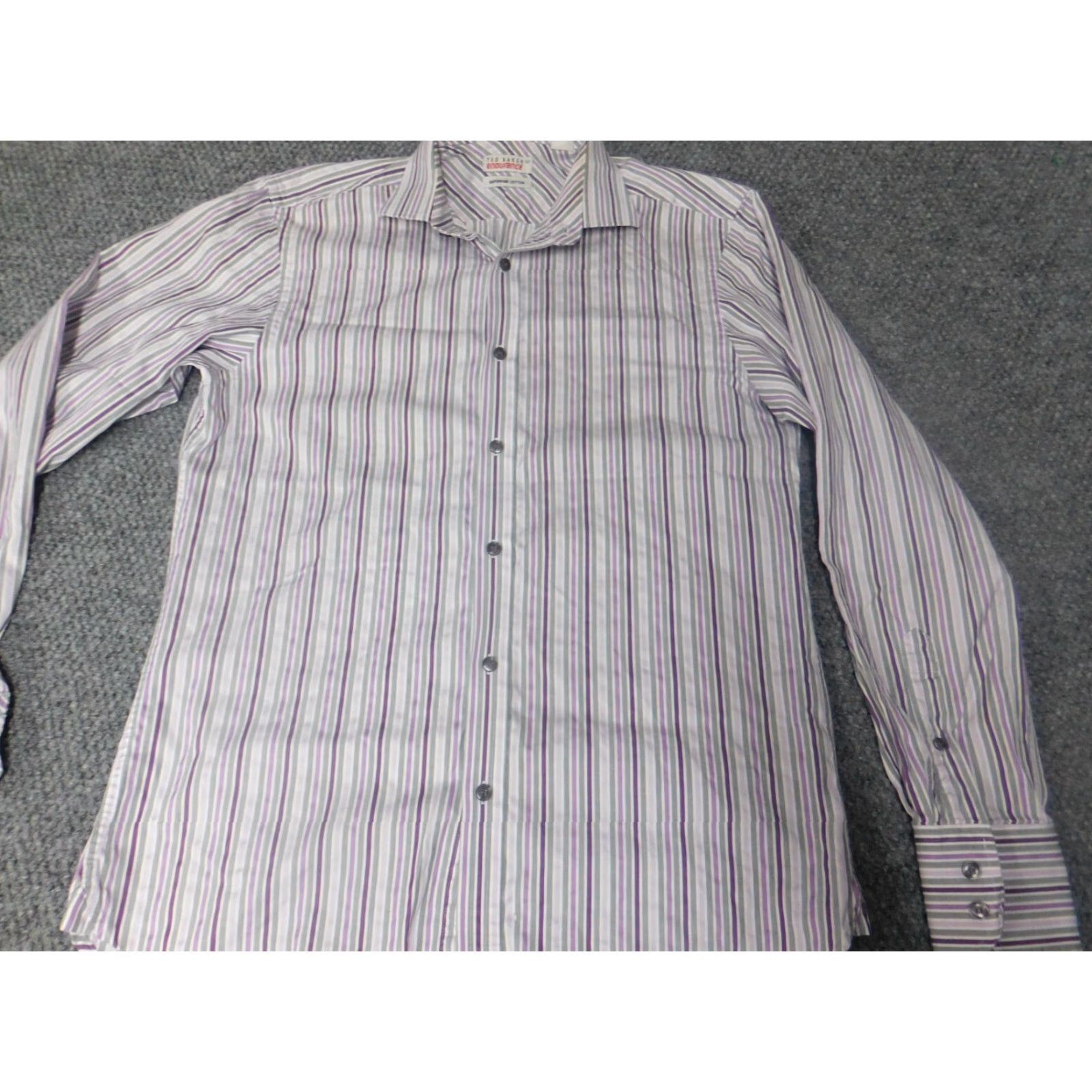 Ted Baker Ted Baker Mens Shirt Dress Shirt 15.5 Purple Striped Button-Down Slimming Regular Collar-Down Mens Regular Size 15.5in Size US L / EU 52-54 / 3 - 2 Thumbnail