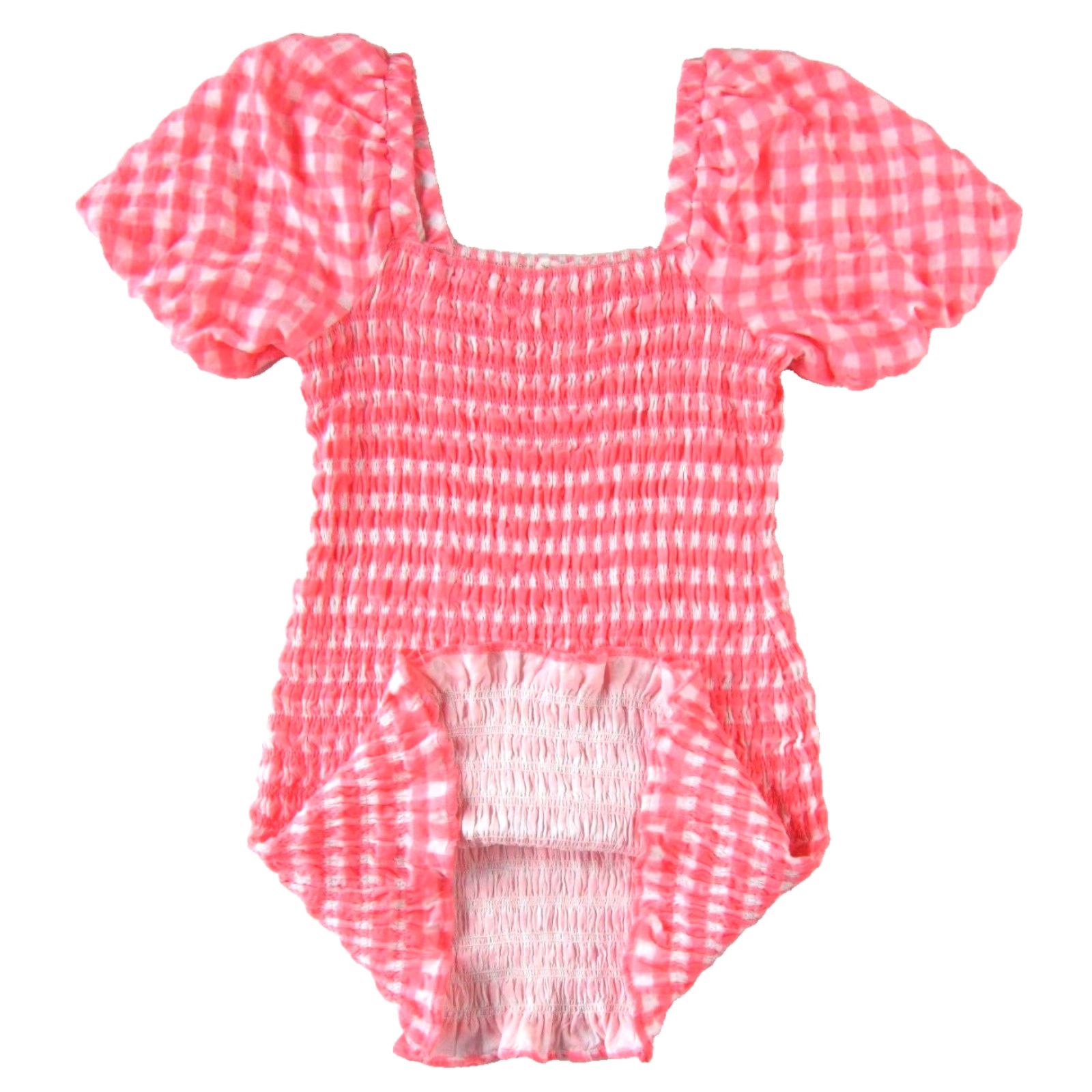 Vintage VINTAGE FREE THE ROSES Pink White Plaid Smock Puff Sleeve Mini Dress Sz L Y2K Minimalist Size L / US 10 / IT 46 - 5 Thumbnail