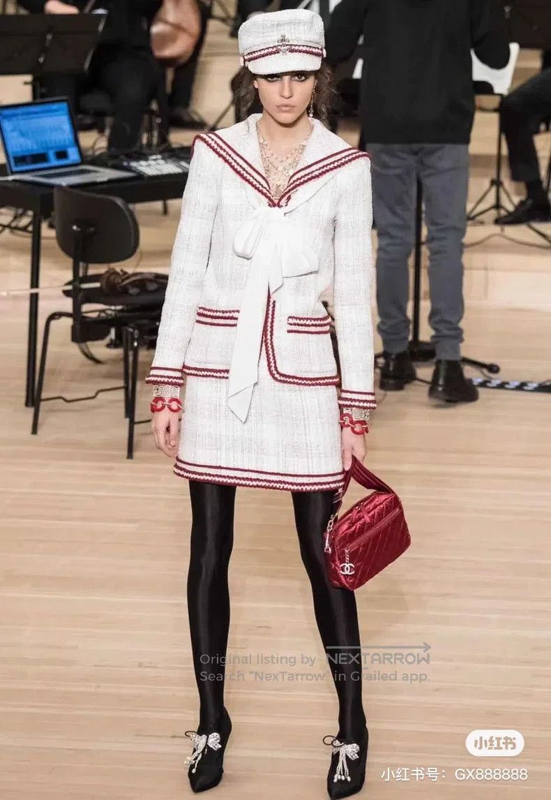Chanel Chanel Cruise series navy collar white and red rolled-edge Size XS / US 0-2 / IT 36-38 - 7 Thumbnail