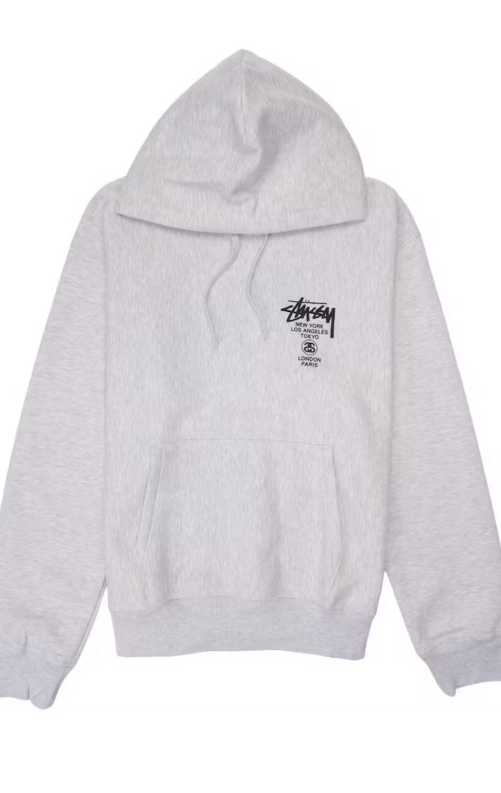 Stussy STUSSY WORLD TOUR HOODIE IN ASH HEATHER SIZE MEDIUM Size US M / EU 48-50 / 2 - 1 Thumbnail