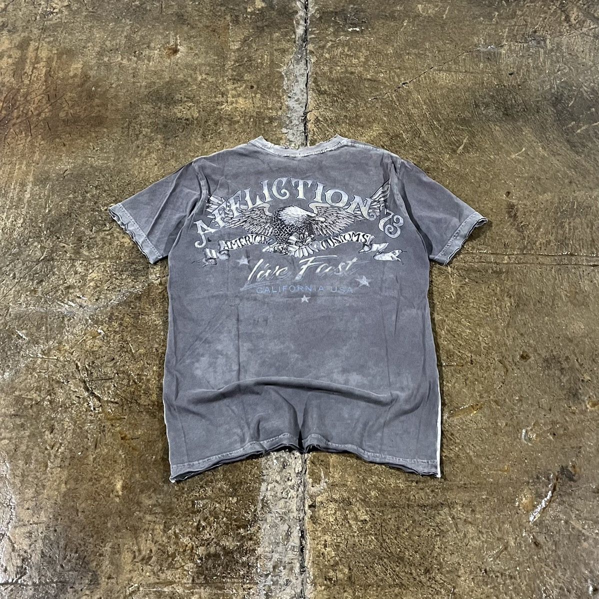 Affliction × Tapout × Vintage Crazy Y2K Affliction Biker Grunge Motorcycle Punk Tee Shirt Size US S / EU 44-46 / 1 - 2 Thumbnail