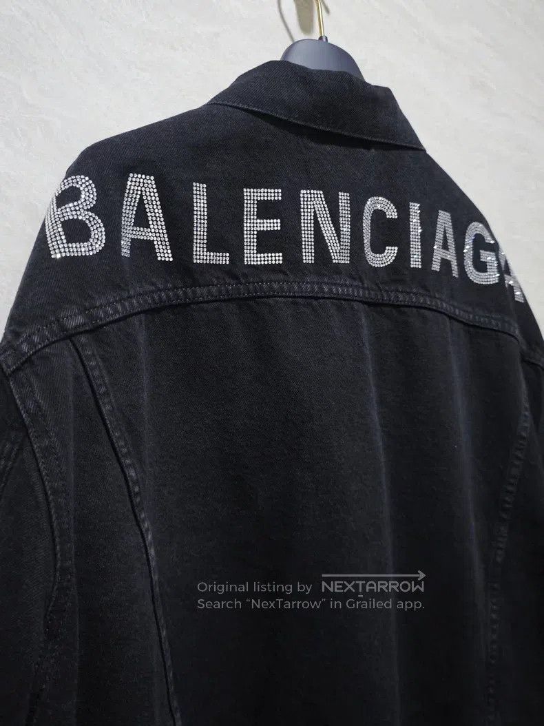 Balenciaga Balenciaga Black Jean Jacket with Back Crystal Studs Size XS / US 0-2 / IT 36-38 - 3 Thumbnail
