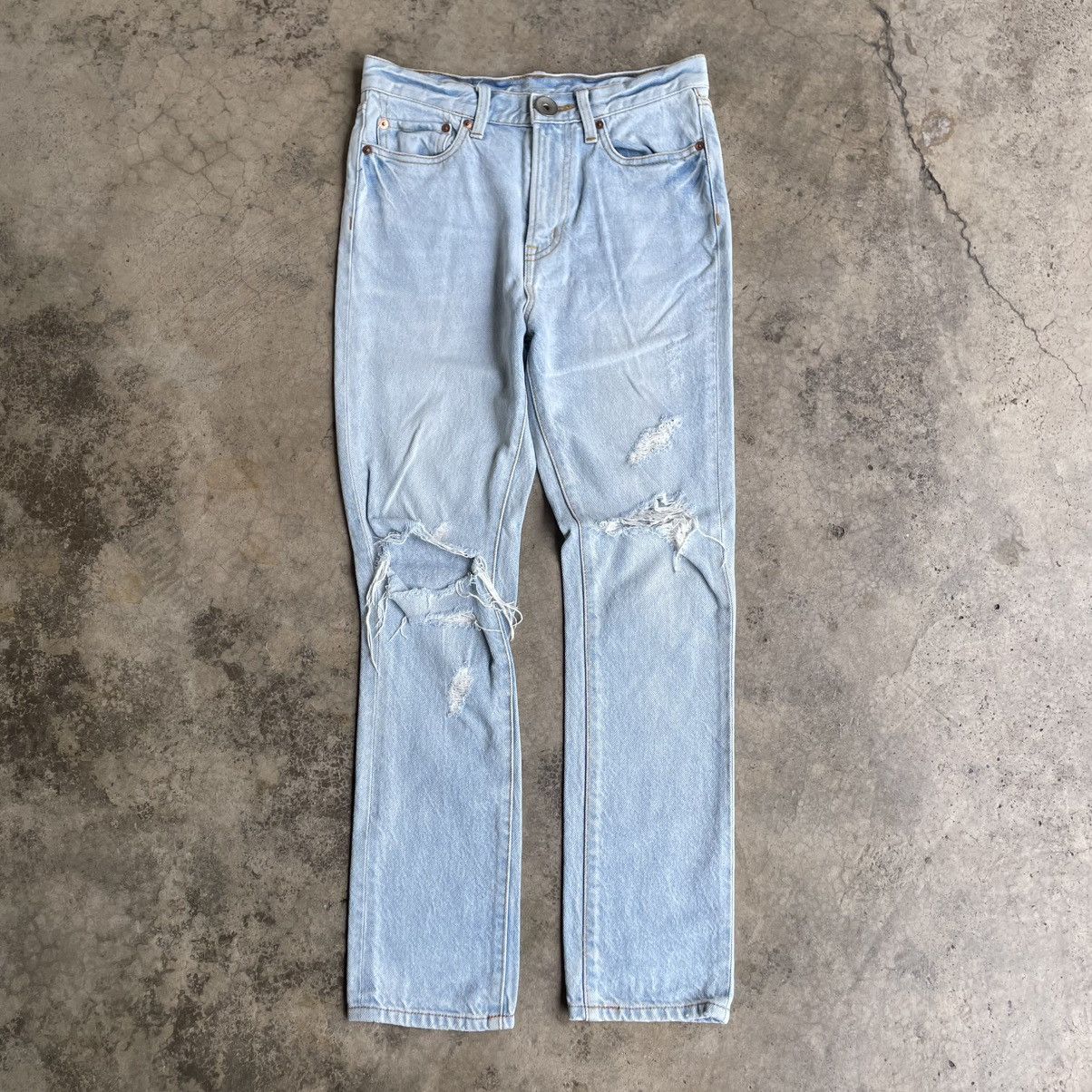 Japanese Brand 🔥🇯🇵Cube Sugar Pure Indigo Ripped Distress Denim Jeans Size US 28 / EU 44 - 1 Thumbnail