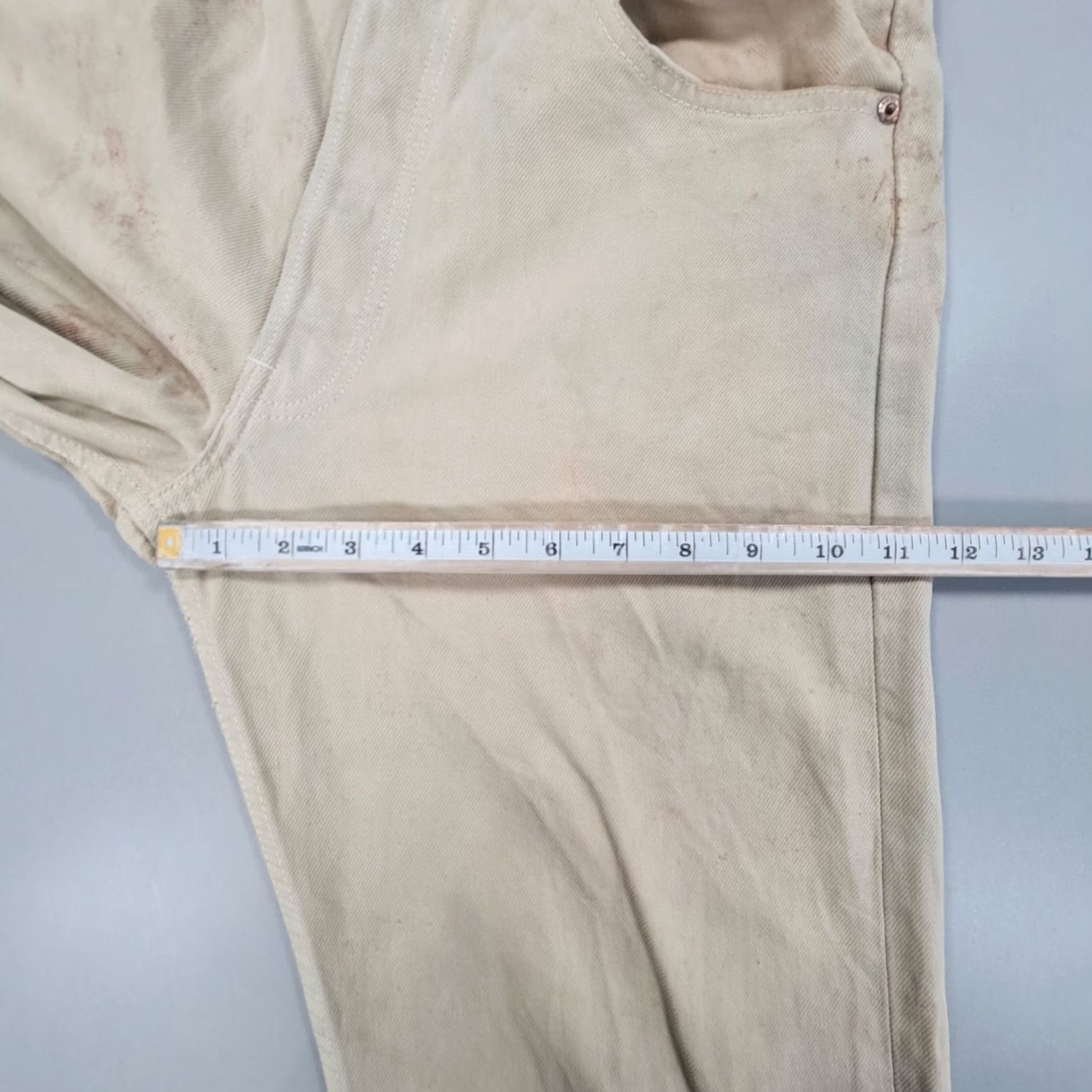 Levi's VINTAGE Levi's 501 Jeans Mens Straight 90s W31 L32 Ivory Distressed Paint USA Made Size US 31 - 5 Thumbnail