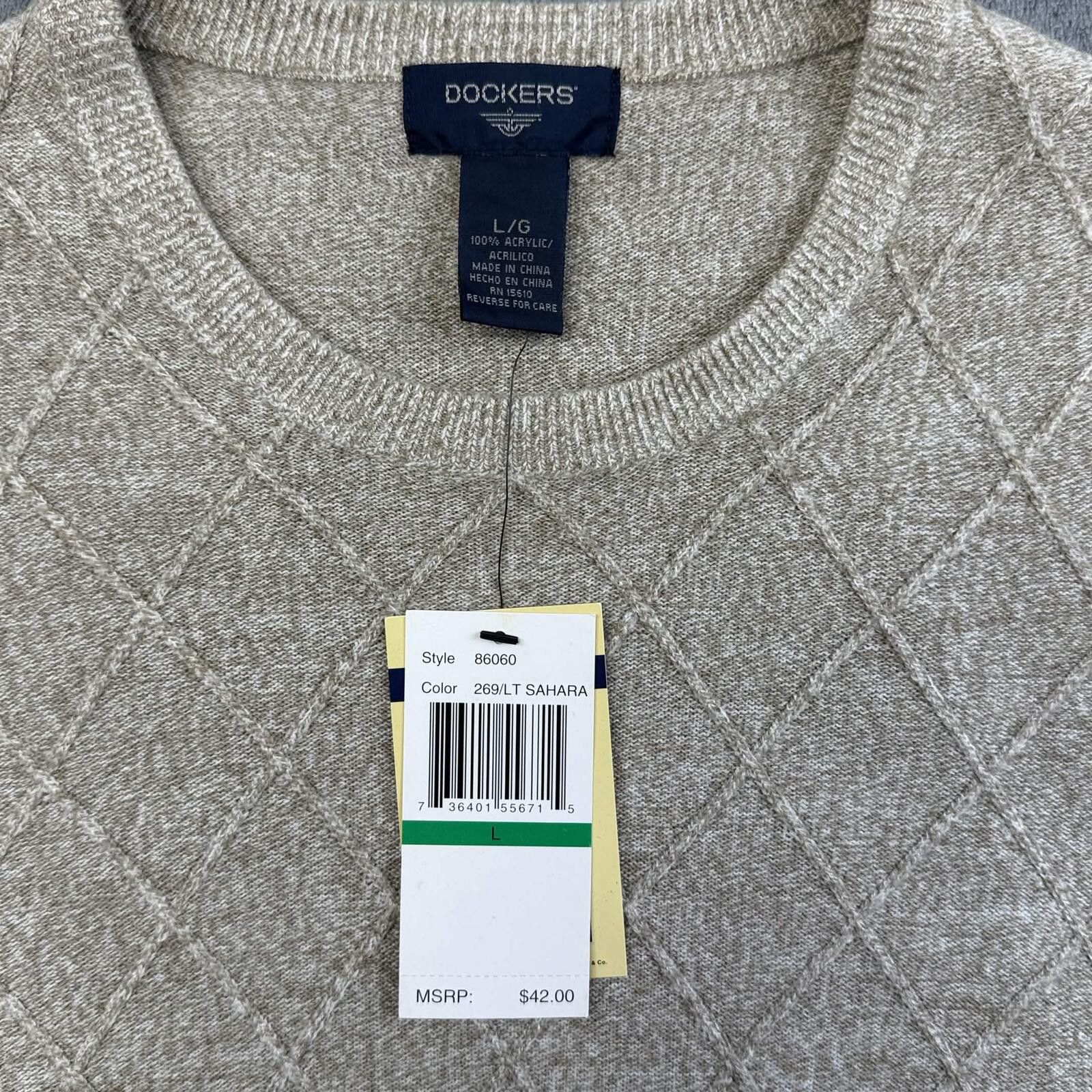 Dockers Dockers Men's Diamond Pattren Crewneck Sweater Size US L / EU 52-54 / 3 - 3 Thumbnail