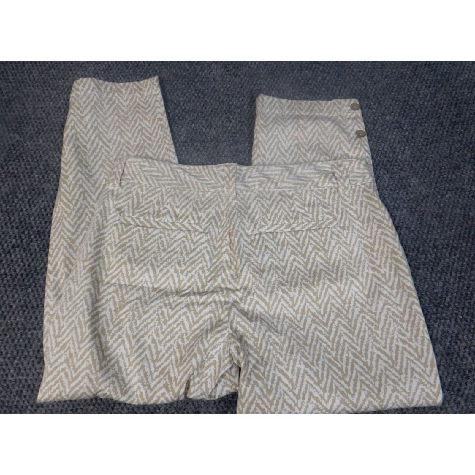 Loft Loft Pants Cropped Striped Beige 2 Regular Straight Summer Womens Size 29" - 5 Thumbnail
