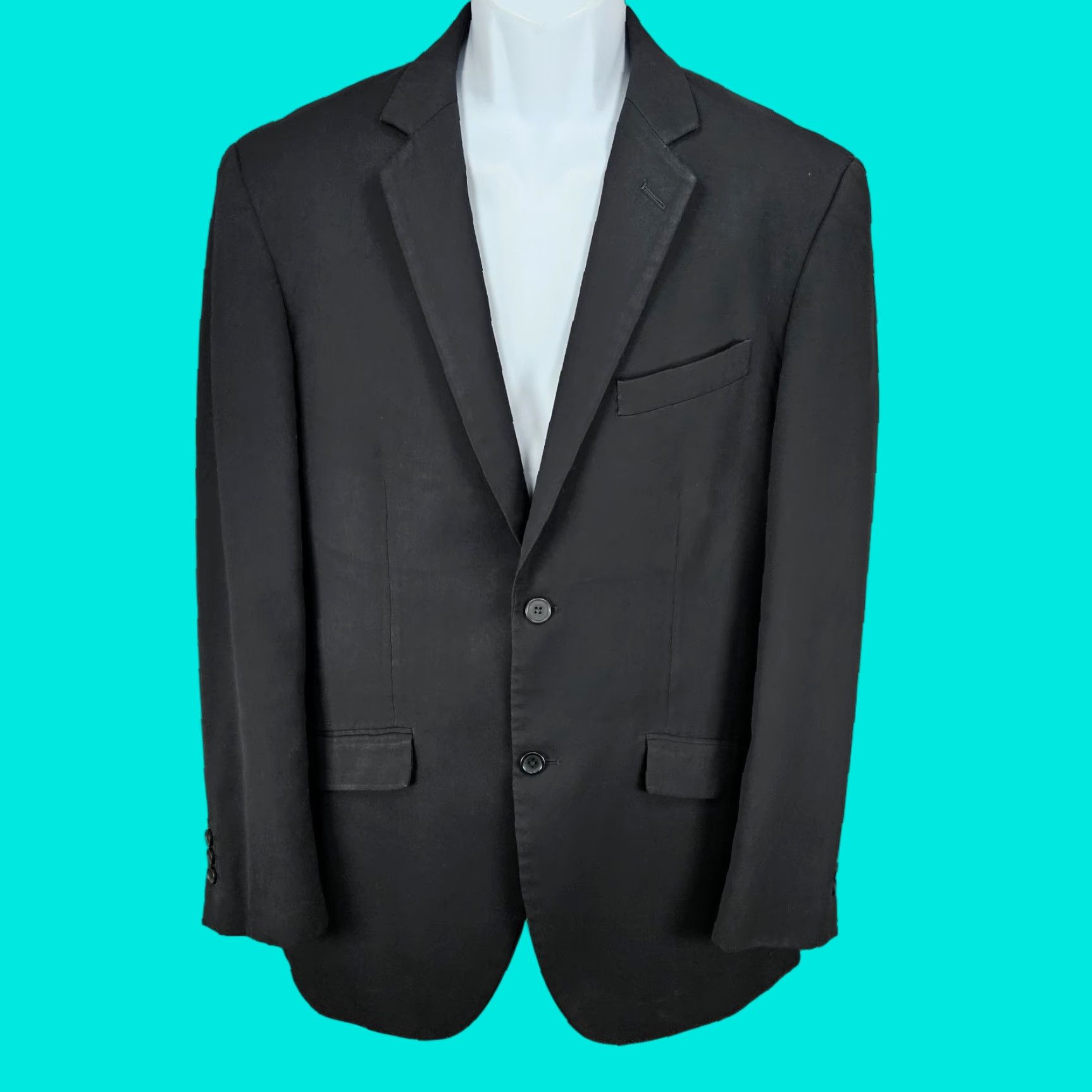 Doublet Structure Black 2 Button Double Vented Notch Blazer Sport Coat Suit Jacket 40R Mens Blazer Size 40R - 1 Thumbnail