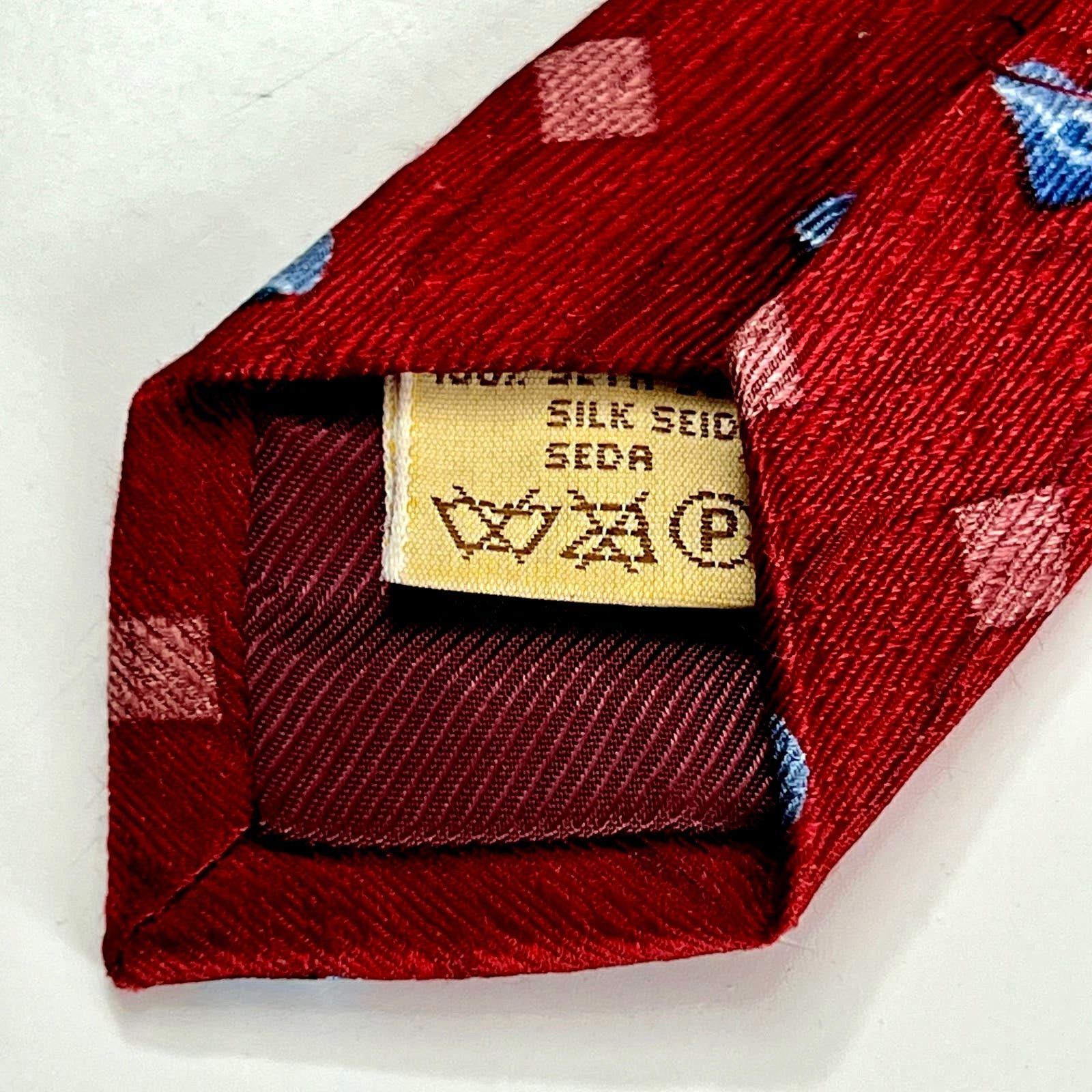 Other Villa Bolgheri Men Italy Made Tie Red Blue 100% Silk Necktie Size ONE SIZE - 8 Thumbnail
