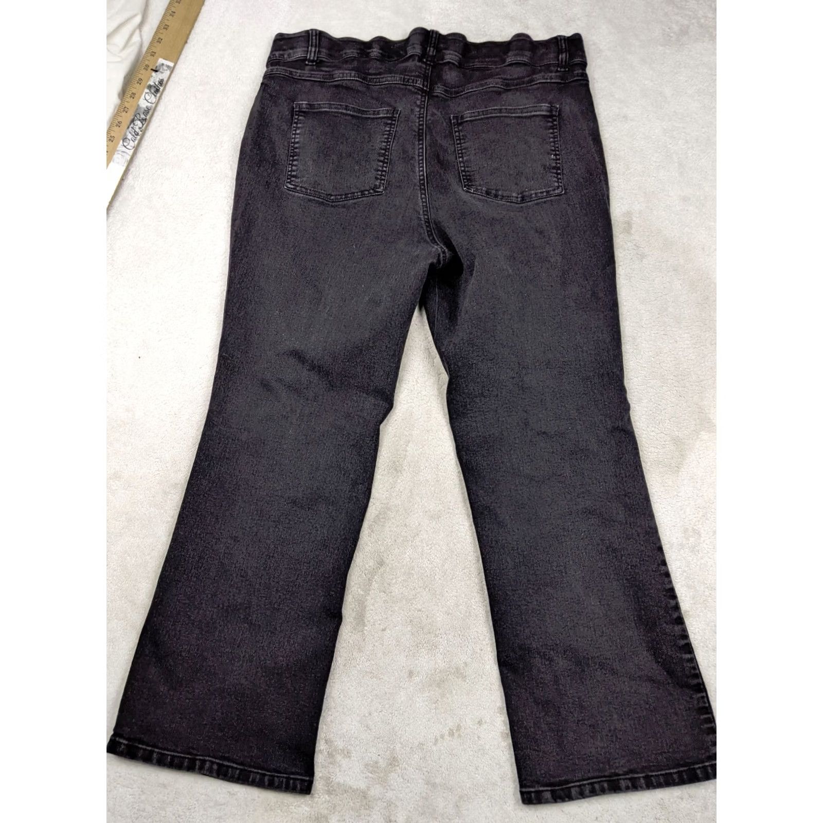 Vintage Woman Within Womens Plus Petite 16WP Black Jeans Bootcut Elastic Waistband Size 26" / US 2 / IT 38 - 6 Thumbnail