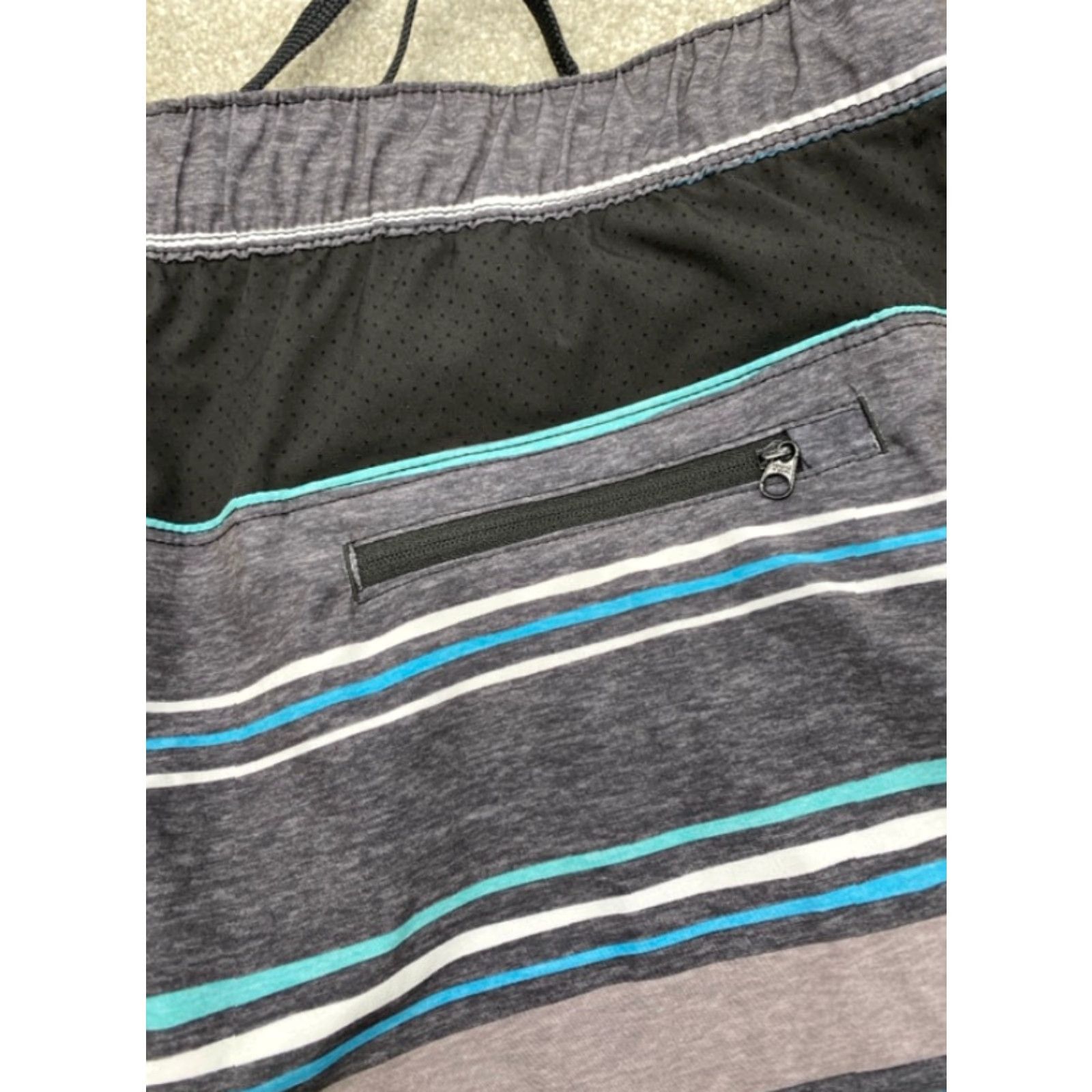 Speedo Speedo Men’s Board Shorts Swim Trunks Blue Green Striped Zipper Pocket M Adult Multicolor Size US 31 - 7 Thumbnail