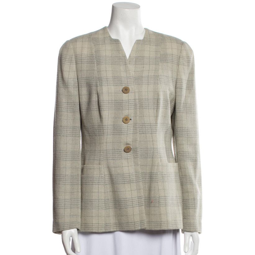 image of Giorgio Armani Le Collezioni Vintage Plaid Blazer Size 38 in Grey, Women's