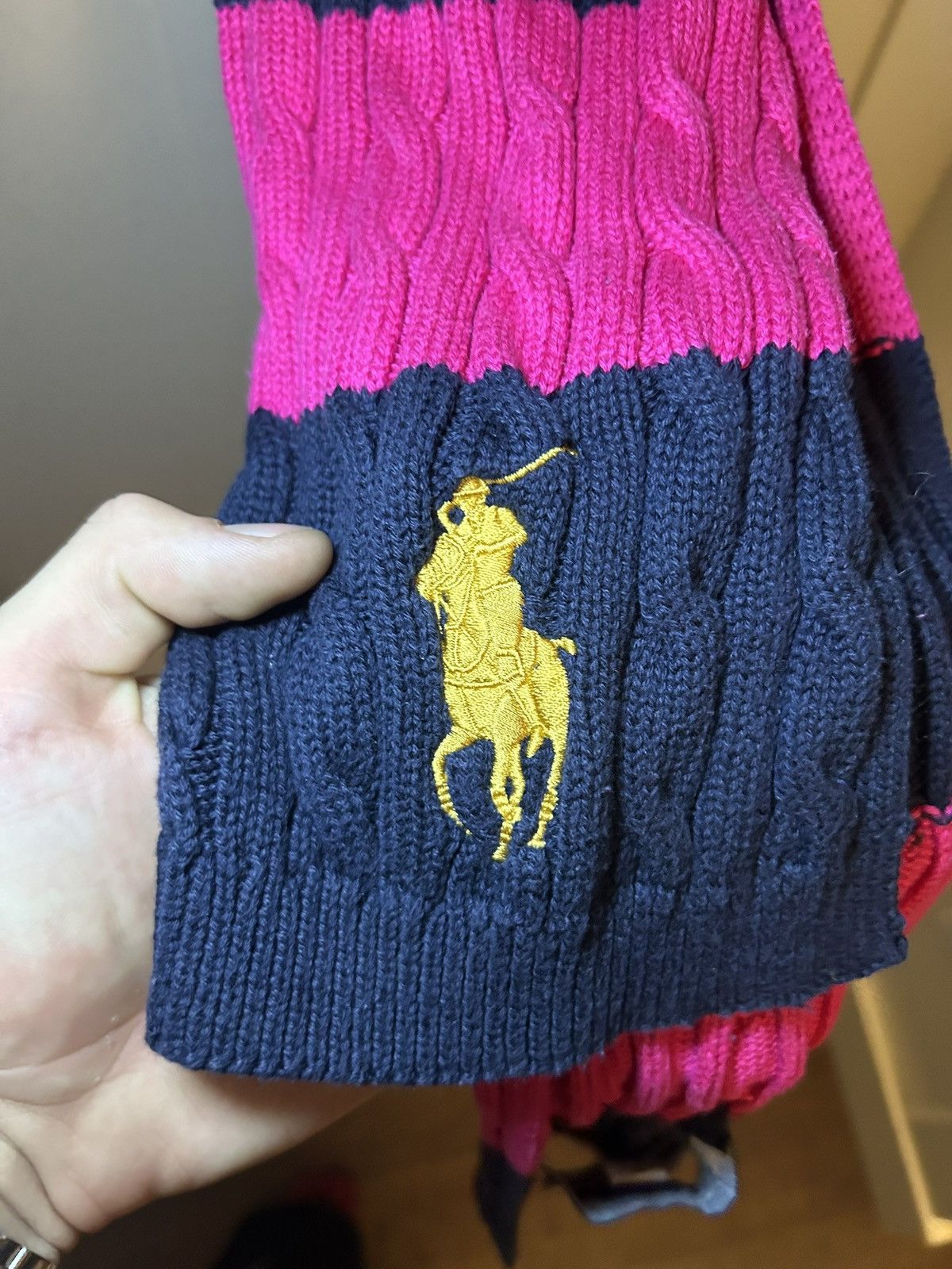 Polo Ralph Lauren Vintage Polo Ralph Lauren big pony cable knit wool scarf Size ONE SIZE - 8 Thumbnail