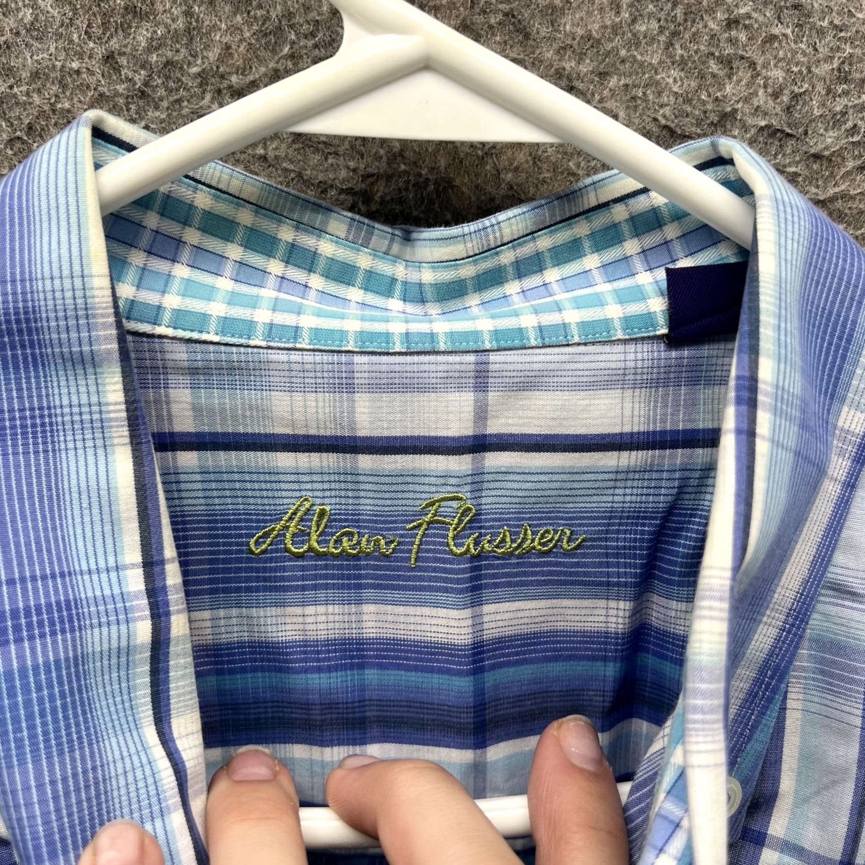 Vintage VINTAGE Alan Flusser Shirt Mens XL Blue Plaid Check Button Front Long Sleeve Casual Size US XL / EU 56 / 4 - 7 Thumbnail