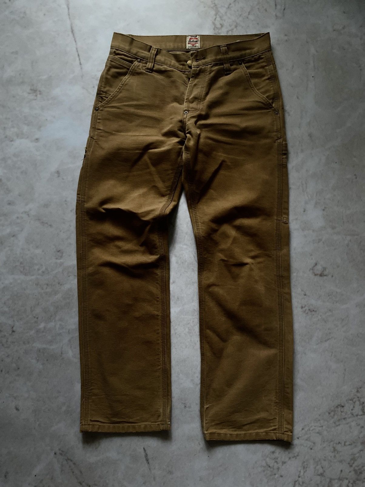 Carhartt × Vintage RARE Vintage 90s Carhartt Brown Denim Carpenter Pants Hype Size US 29 - 3 Thumbnail