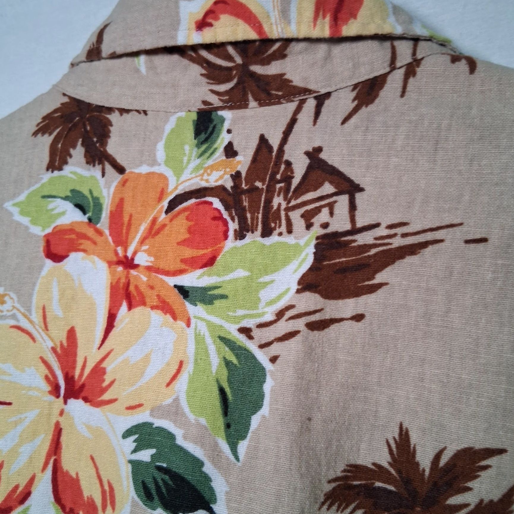 Vintage VINTAGE? White Stag Womens Plus Size Shirt 22 24 Brown Linen Blend Hawaiin Beach Hibiscus Size 3XL / US 20-22 - 5 Thumbnail