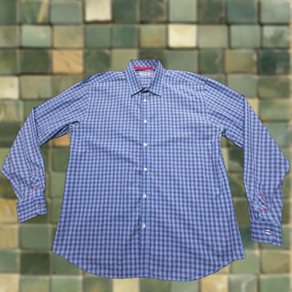 Vintage Jeremy Argyle NYC Shirt Mens XL Blue Plaid Long Sleeve Button Up 100% Cotton Size US XL / EU 56 / 4 - 1 Thumbnail