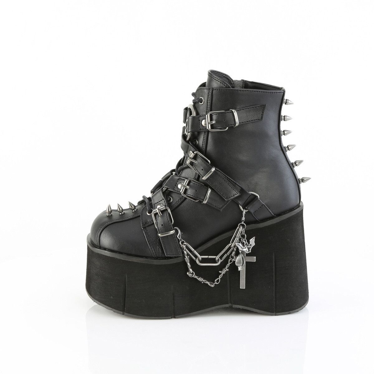 Demonia Cult DEMONIA Kera Goth Platform Wedge Ankle Boots With Chain Char Size US 7 / IT 37 - 4 Thumbnail