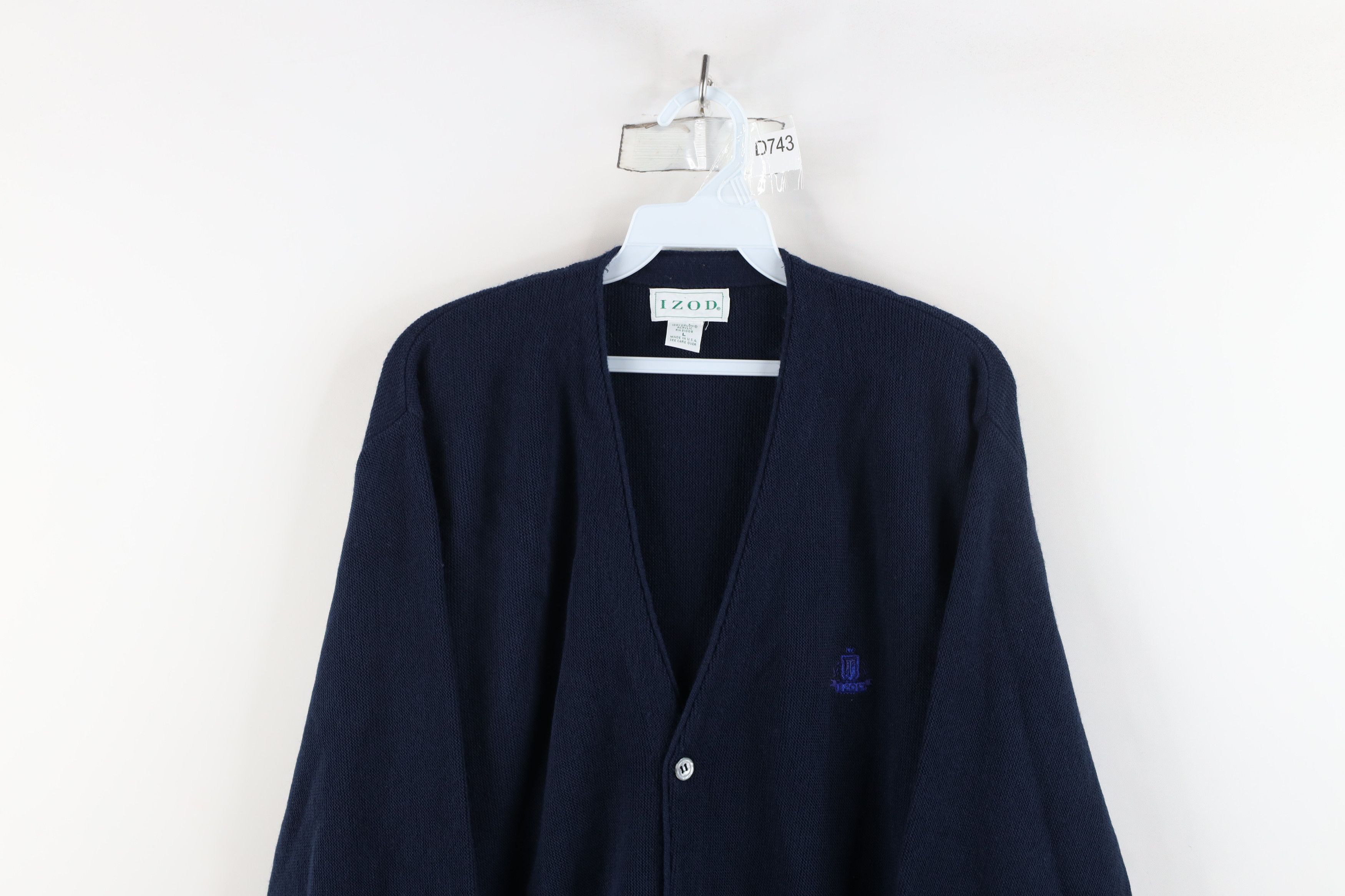 Izod × Vintage Vintage 90s Izod Spell Knit Cardigan Sweater Navy Blue USA Size US L / EU 52-54 / 3 - 2 Thumbnail
