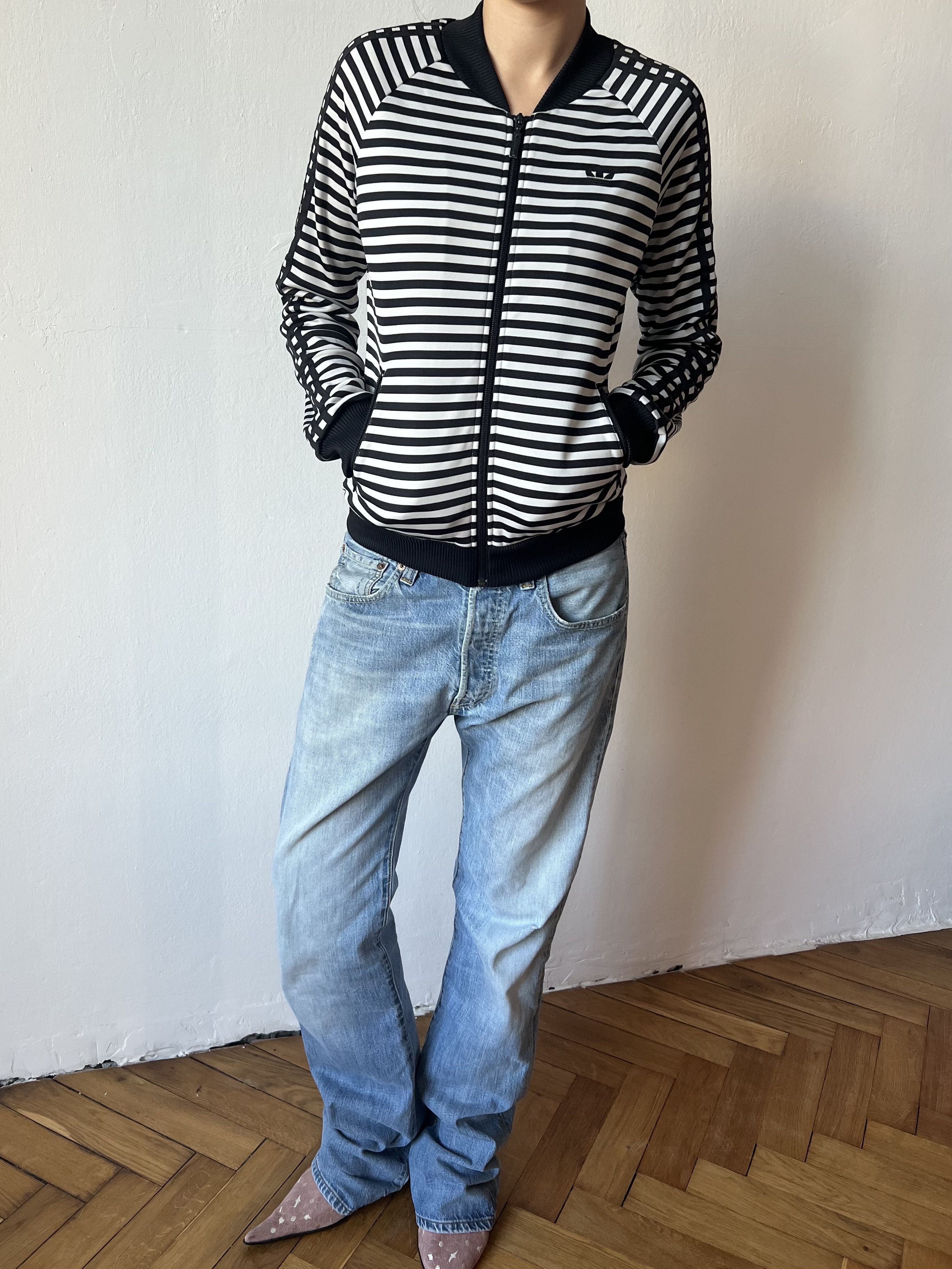 Adidas Adidas Stripe Track Jacket Black White Vertical Trefoil 2014 Size S / US 4 / IT 40 - 10 Thumbnail