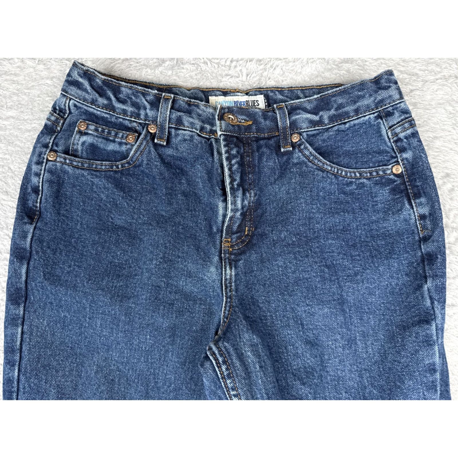 Vintage Canyon River Blues Jeans Juniors 9 Long Blue High Rise Straight Denim 28x32 5-Pocket Design 90s Womens Size 30" / US 8 / IT 44 - 4 Thumbnail