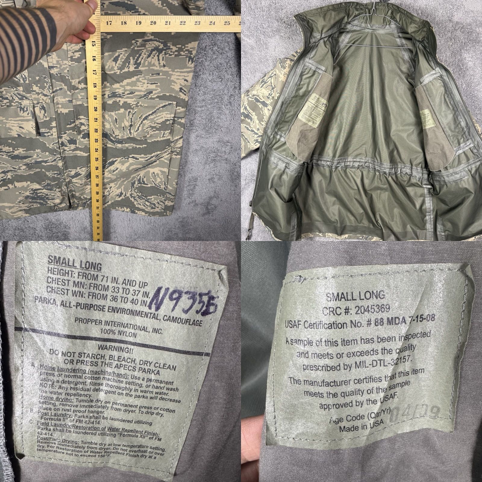 Vintage Propper International Parka All Purpose Environmental Camo Jacket Small Long GoreTex Taped Seams Parka Jacket Size US S / EU 44-46 / 1 - 8 Thumbnail